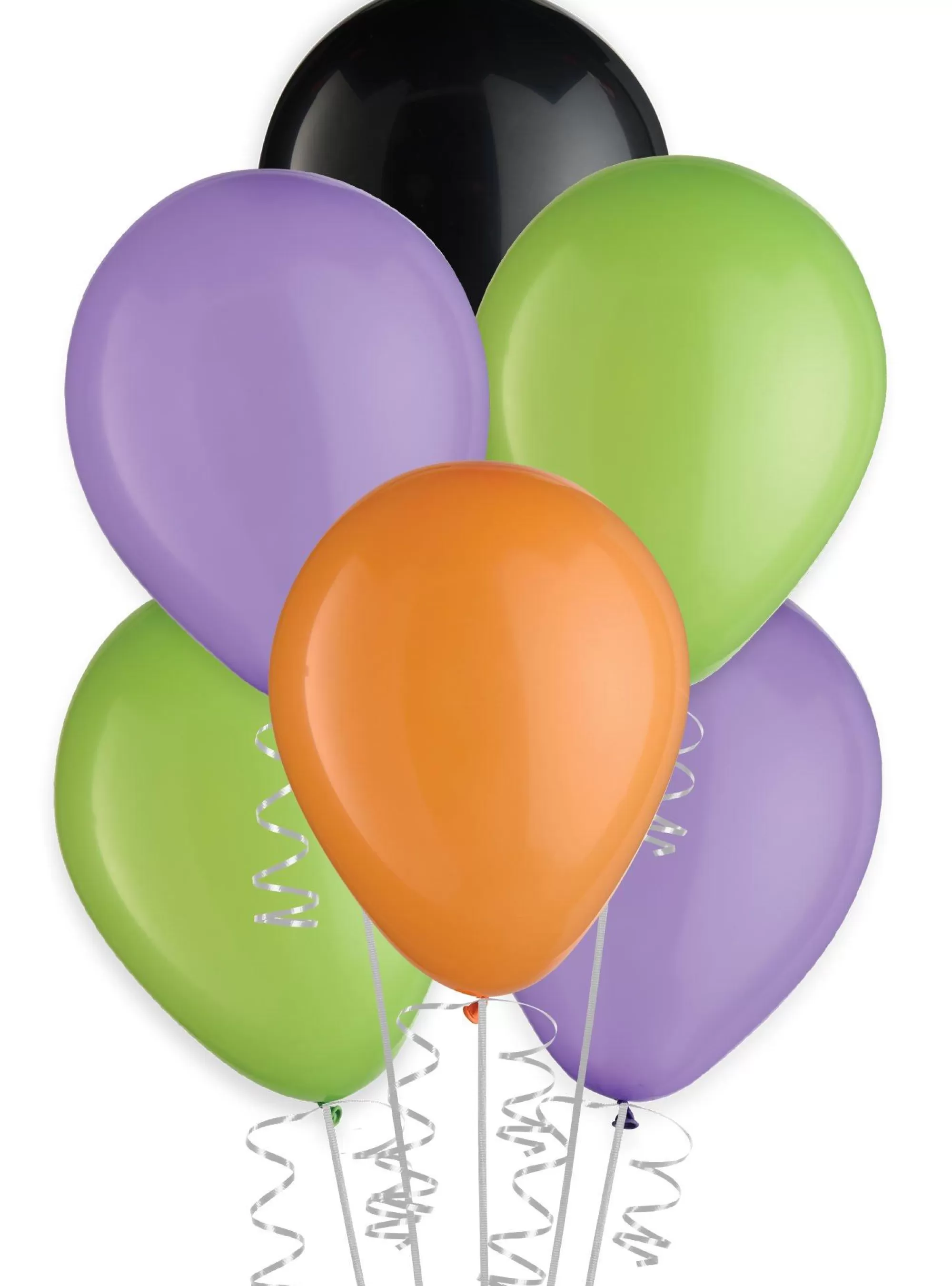 Party City Balloons | 15Ct, 11In, Halloween 4-Color Mix Latex Balloons - Black, Green, Orange, & Purple