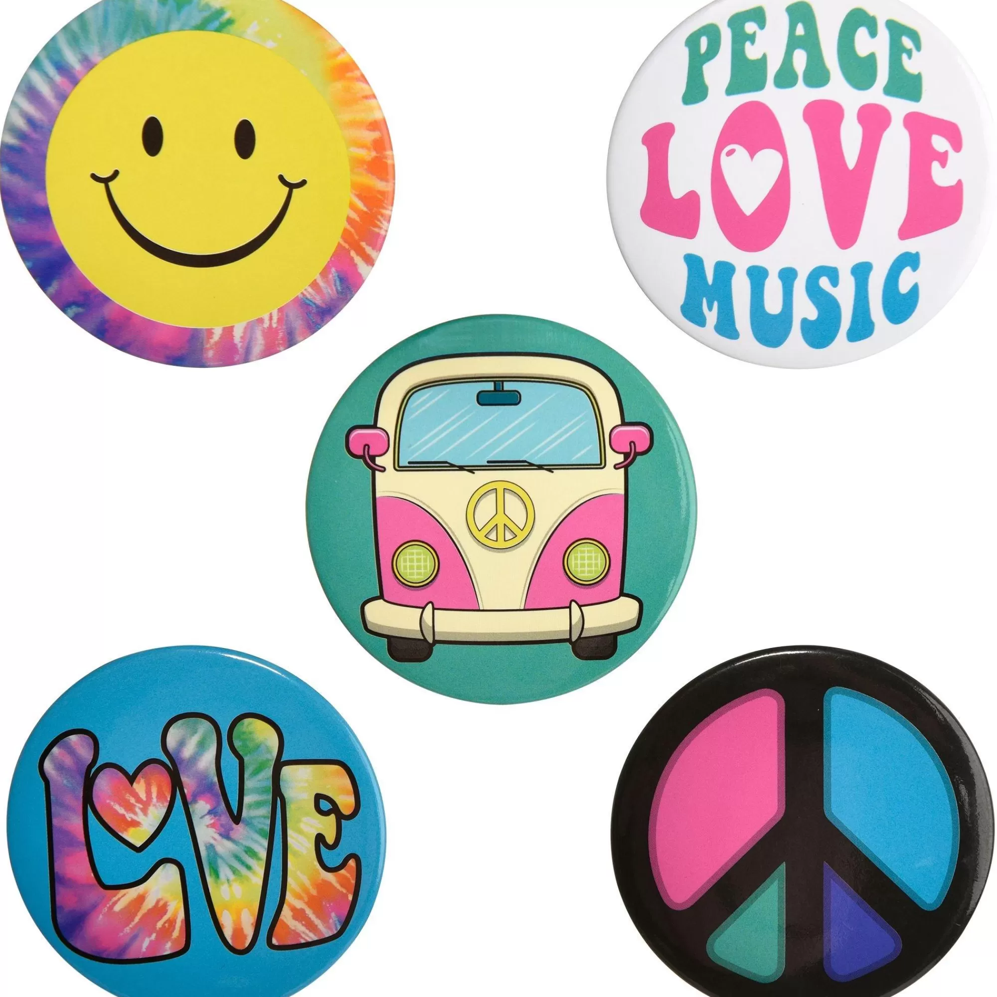 Party City Jewelry-60S Hippie Festival Buttons 5Ct