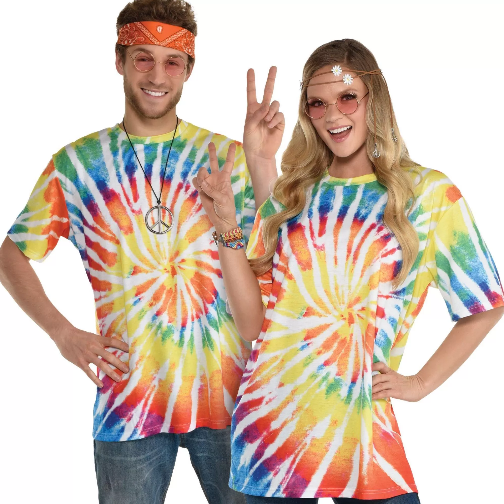 Party City Couples' Costumes-60S Rainbow Spiral Tie Dye T-Shirt For Adults