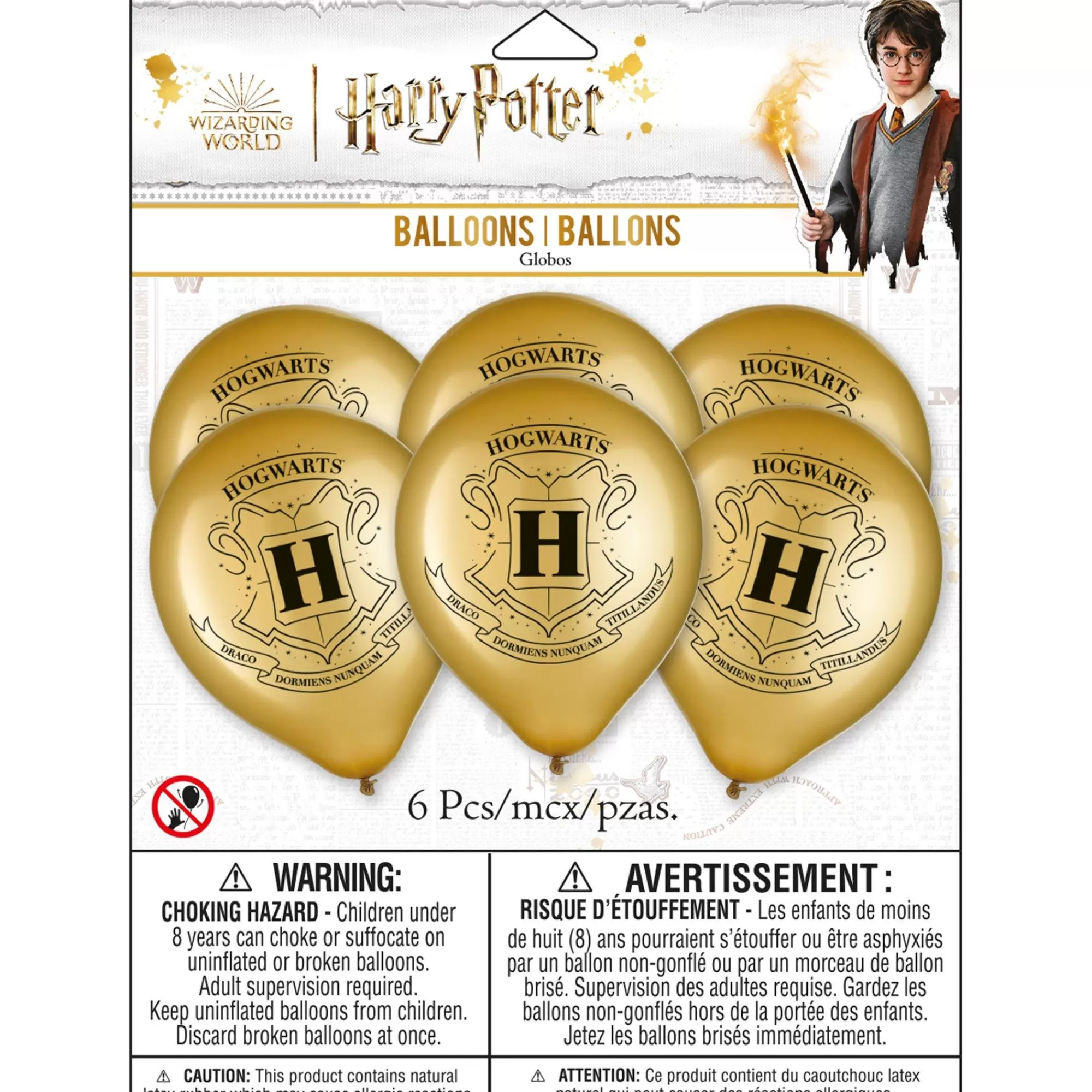 Party City Harry Potter Hogwarts | 6Ct, 12In, Metallic Hogwarts United Latex Balloons - Harry Potter