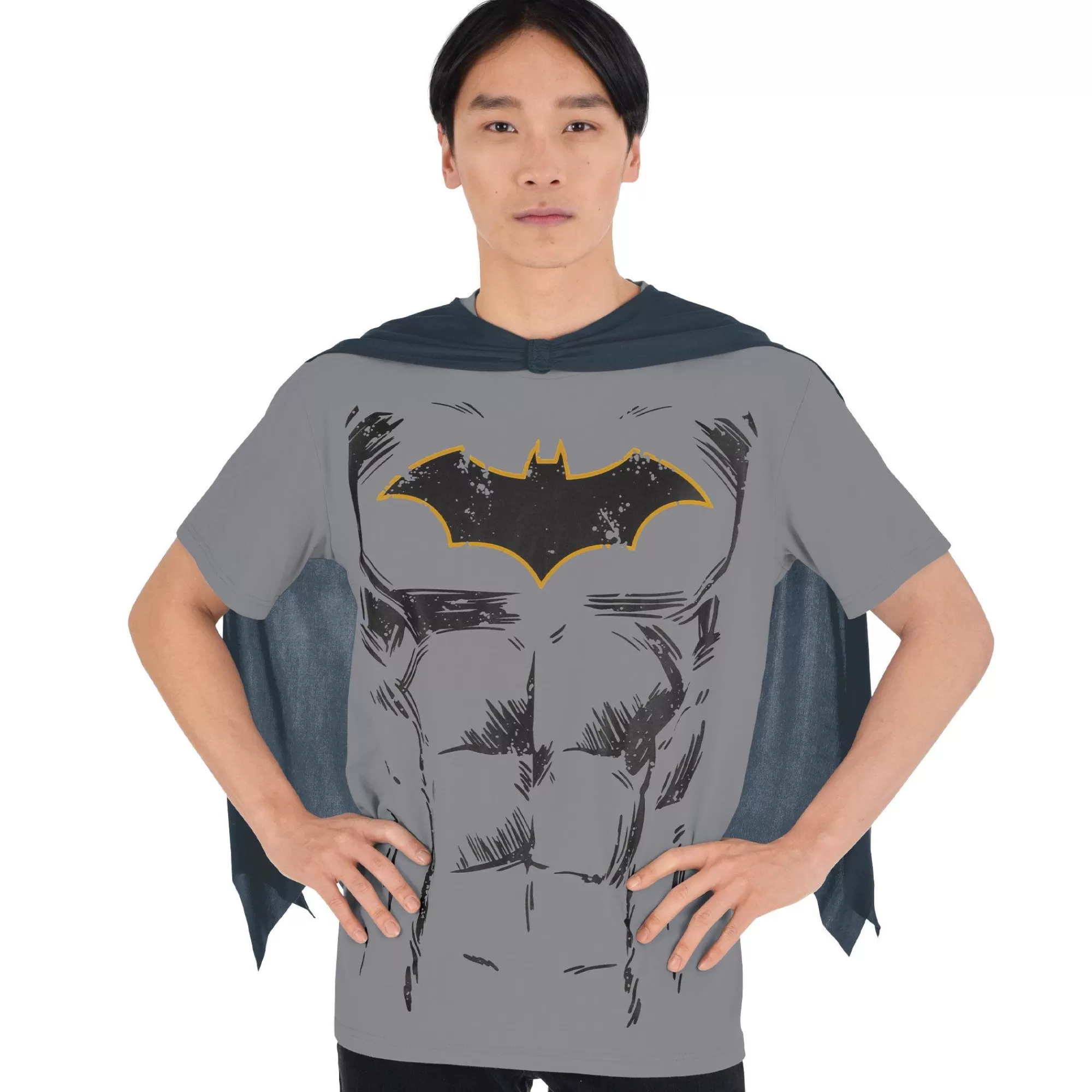 Party City Superhero-Adult Batman Costume T-Shirt With Cape - Dc Comics