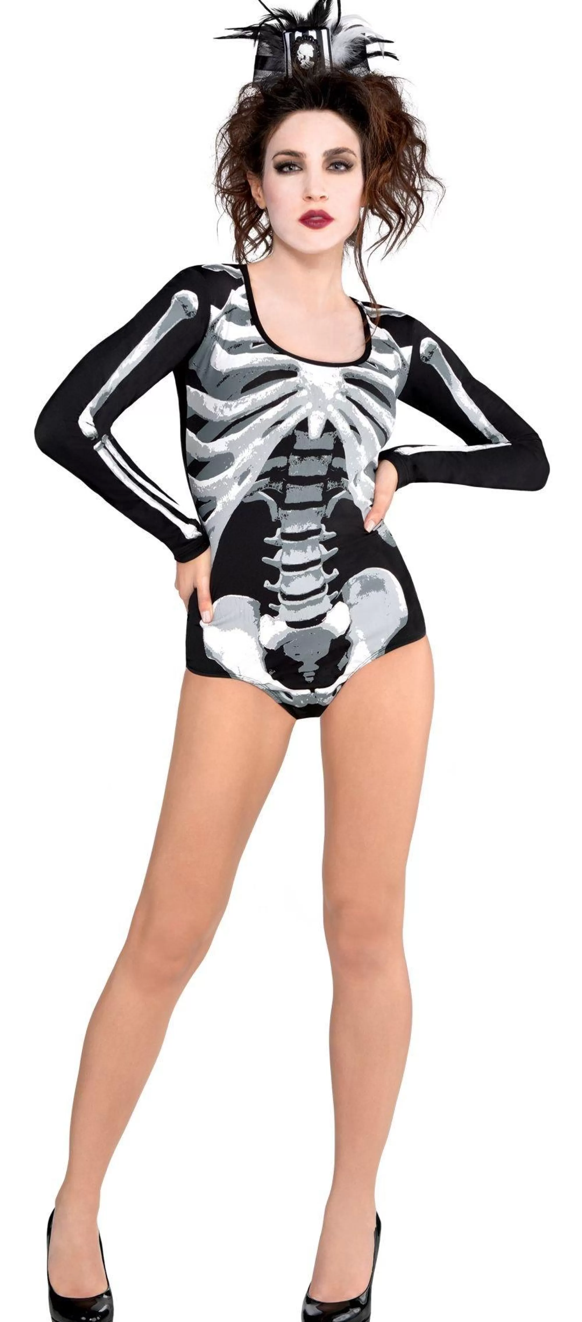 Party City Bodywear-Adult Black & Bone Skeleton Bodysuit