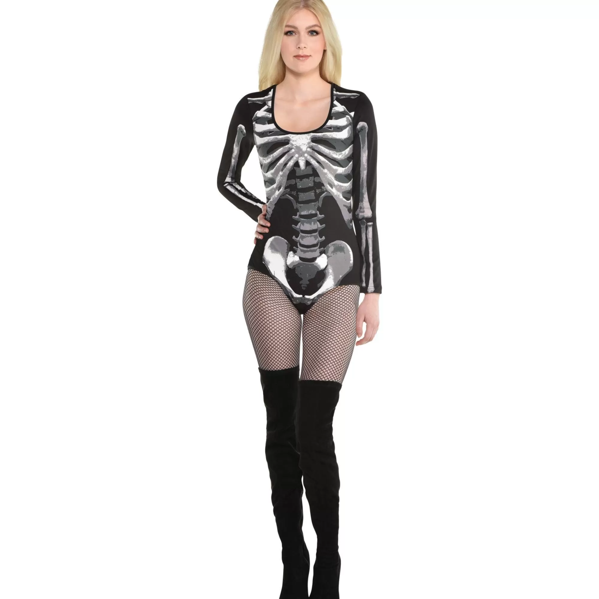 Party City Bodywear-Adult Black & Bone Skeleton Bodysuit