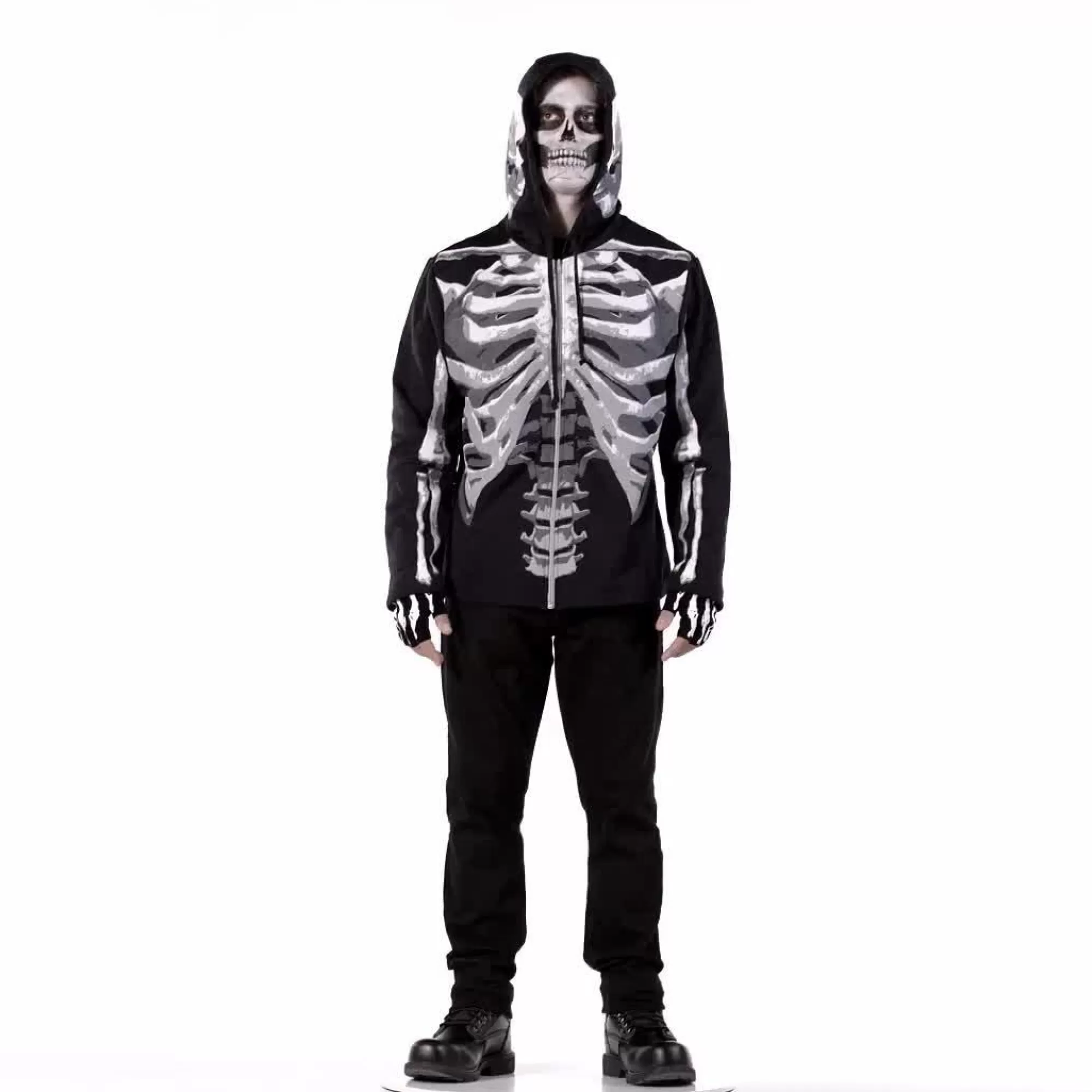 Party City Scary-Adult Black & Bone Skeleton Hoodie