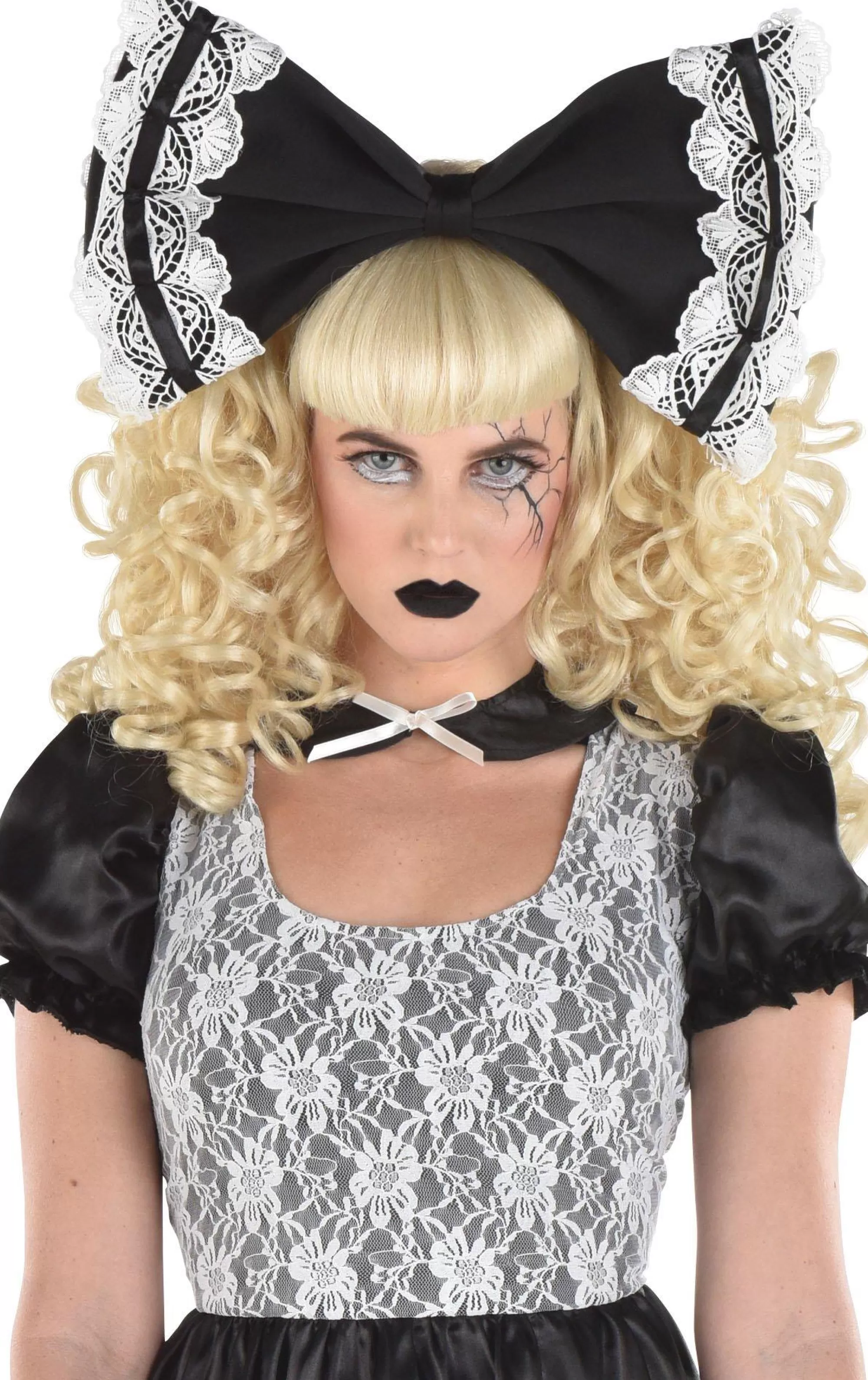 Party City Bodywear-Adult Black & White Creepy Doll Dress