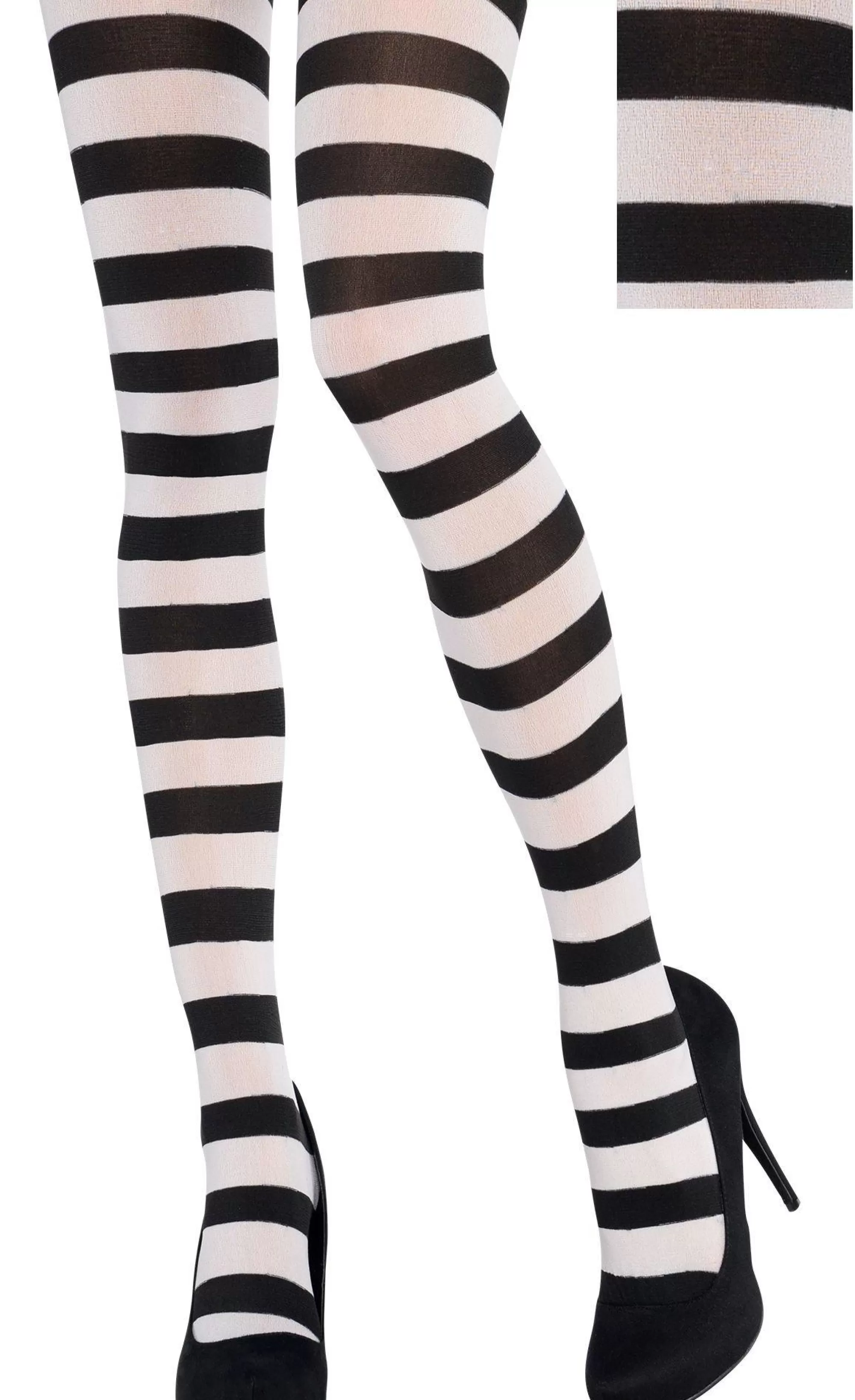 Party City Tights-Adult Black & White Striped Tights