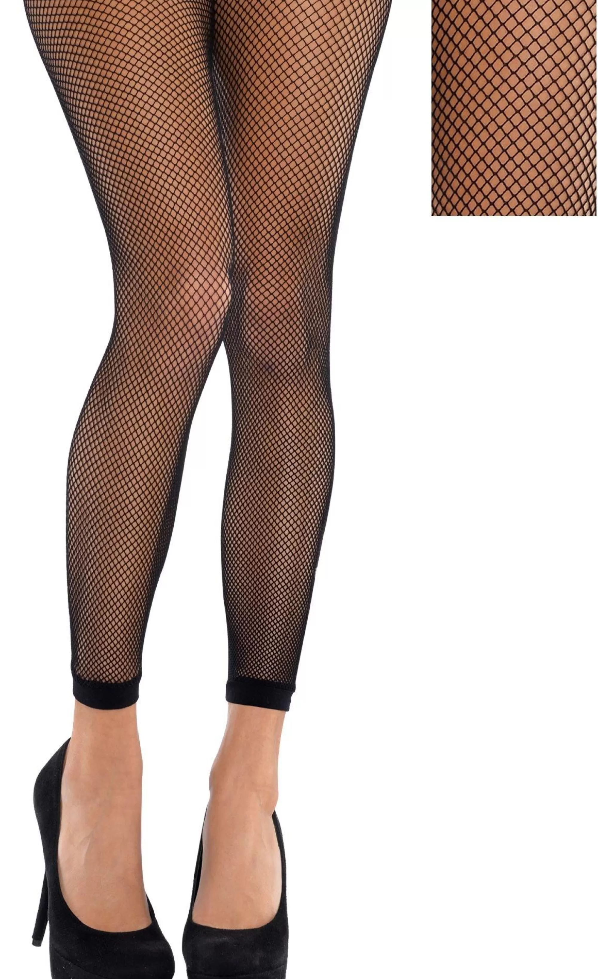 Party City Tights-Adult Black Fishnet Footless Pantyhose