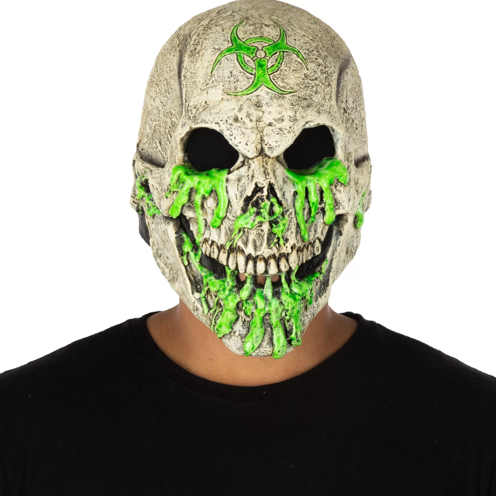 Party City Scary-Adult Black Light Reactive Radioactive Skull Latex Mask