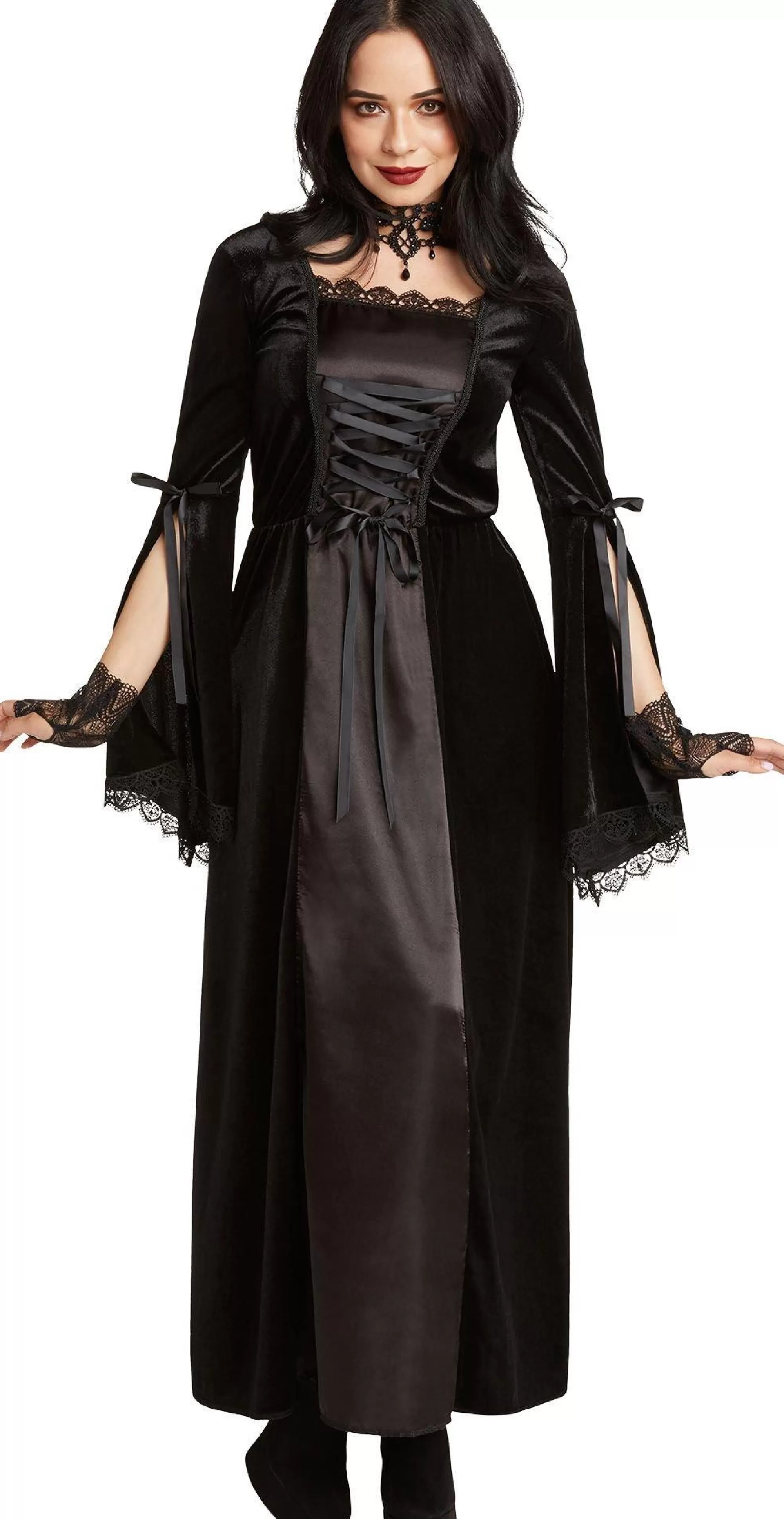 Party City Scary-Adult Black Renaissance Witch Dress