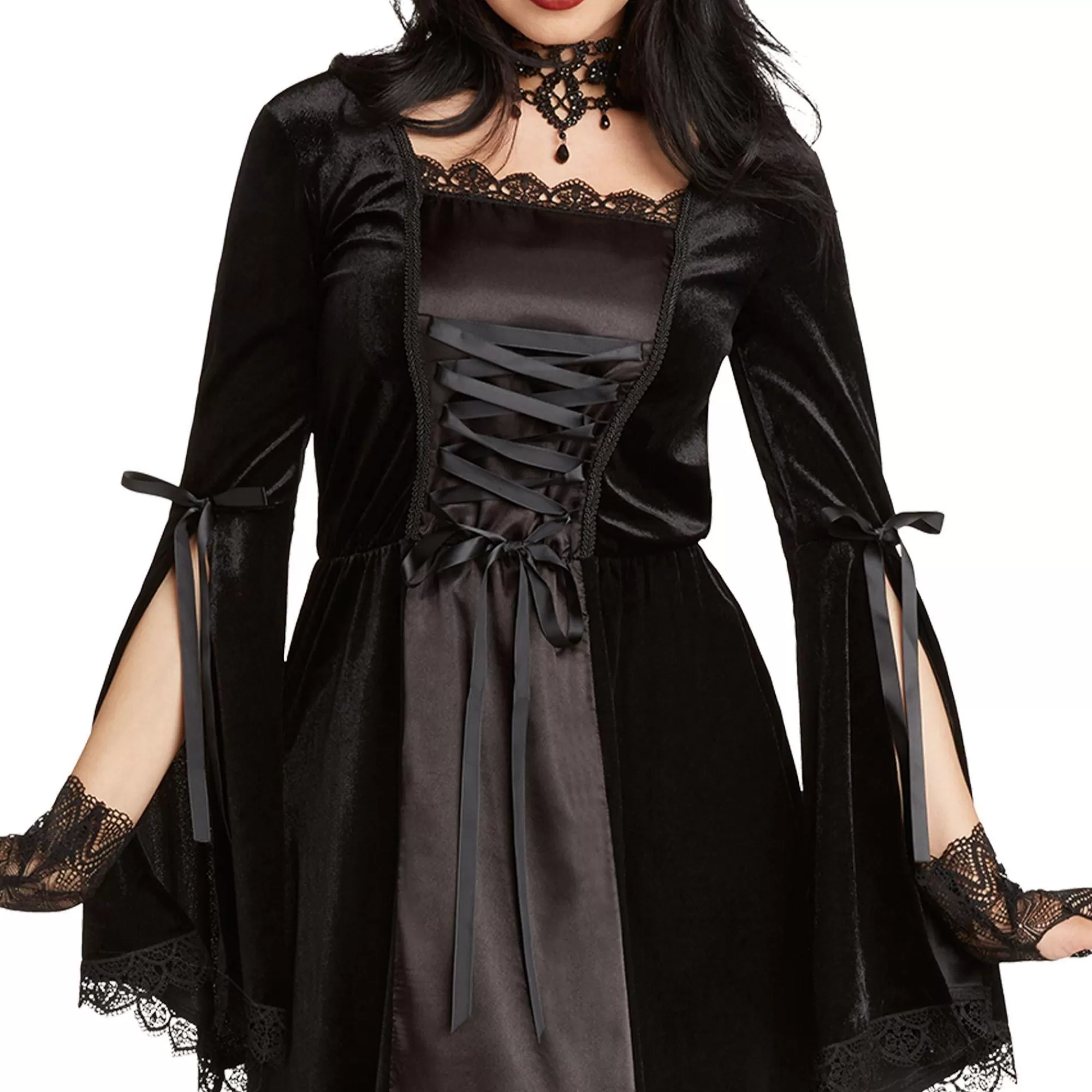 Party City Scary-Adult Black Renaissance Witch Dress