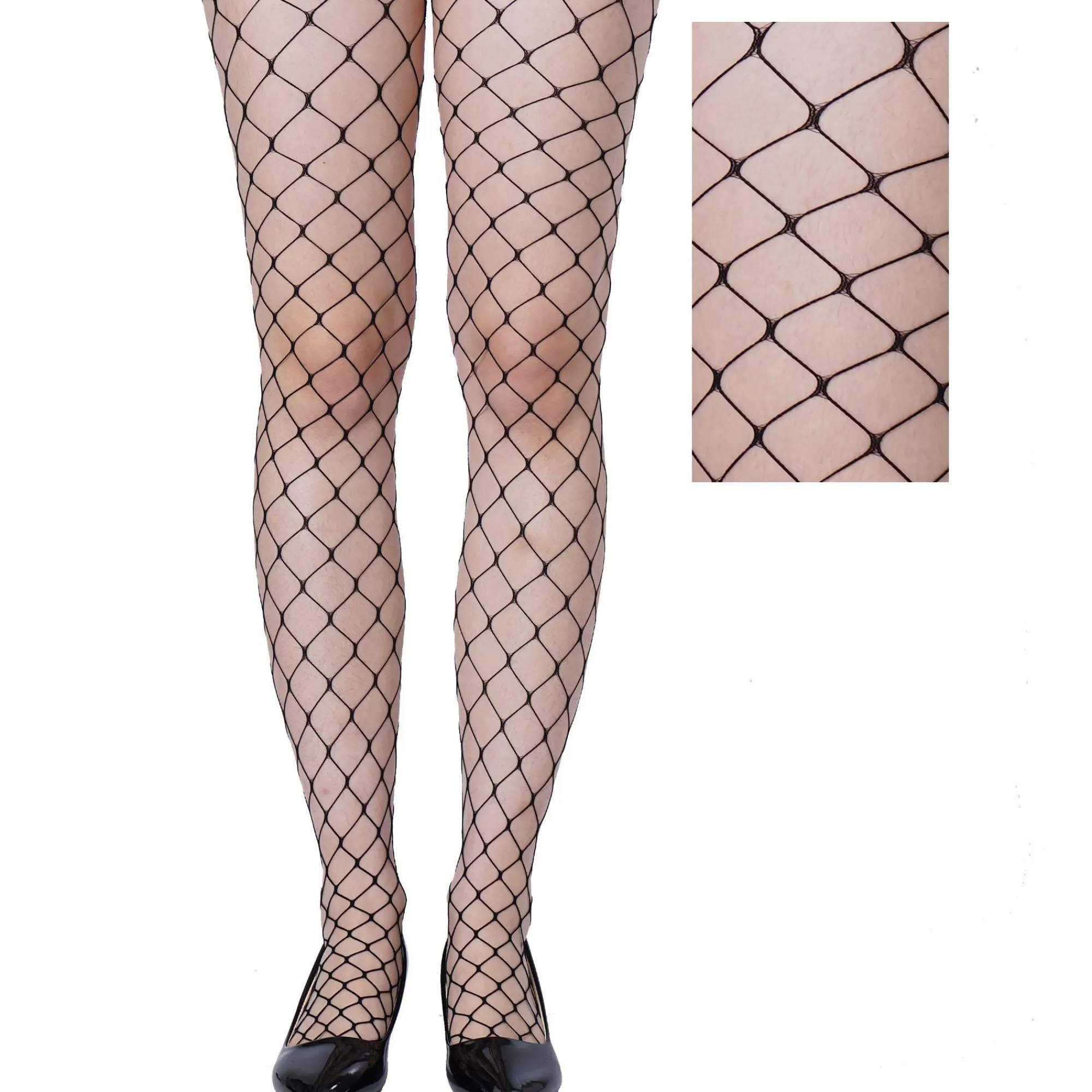 Party City Tights-Adult Black Wide Diamond Fishnet Pantyhose