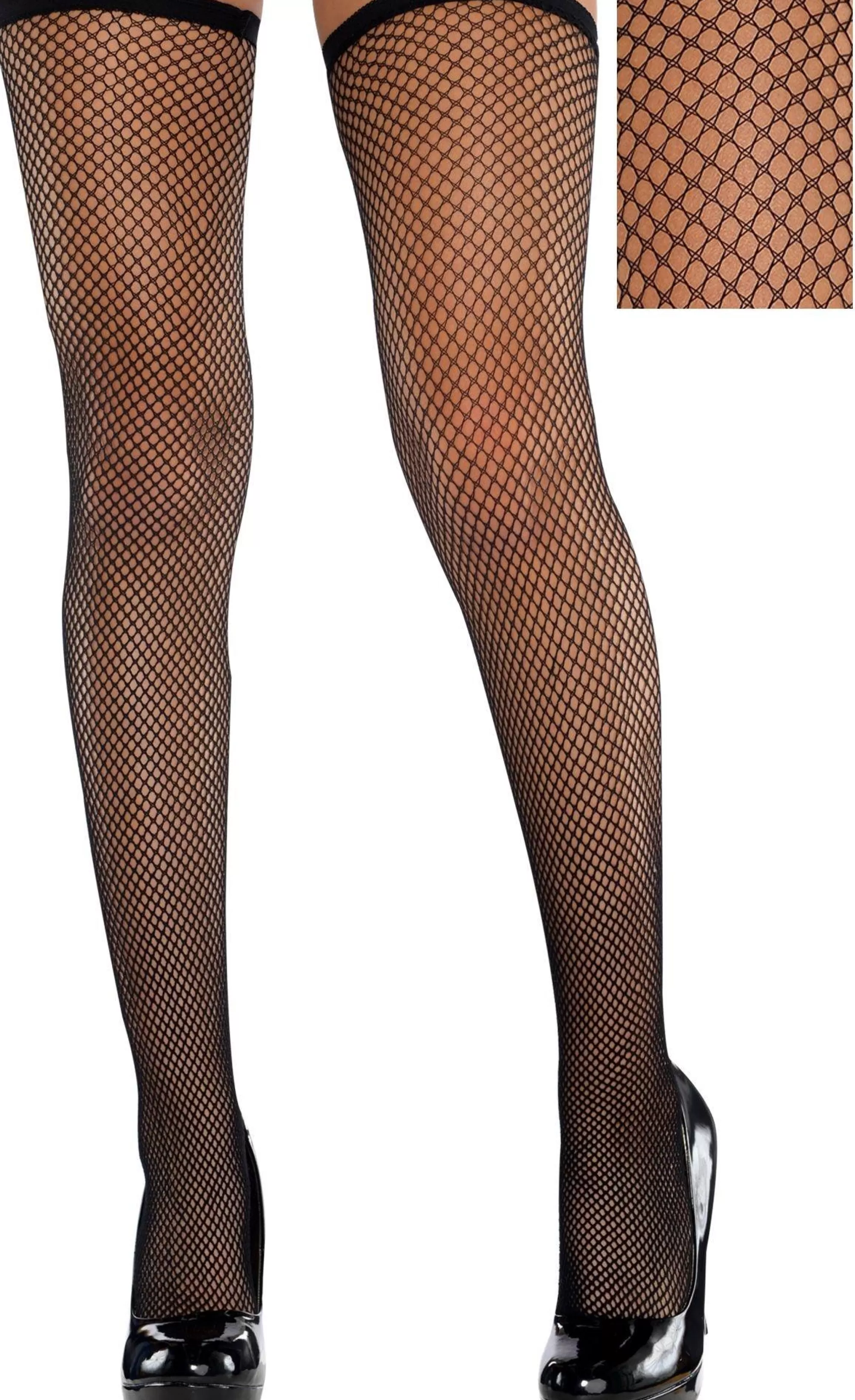 Party City Tights-Adult Classic Black Fishnet Thigh-High Stockings