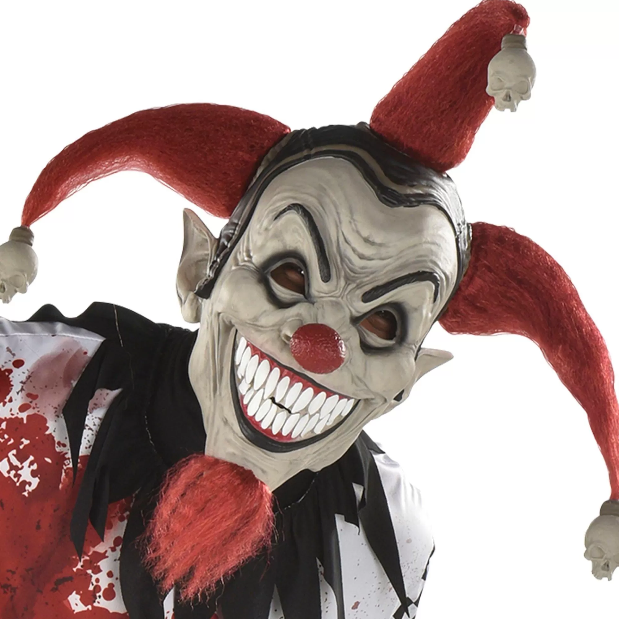 Party City Creepy Clown-Adult Evil Jester Latex Mask With Mini Skulls - Twisted Circus