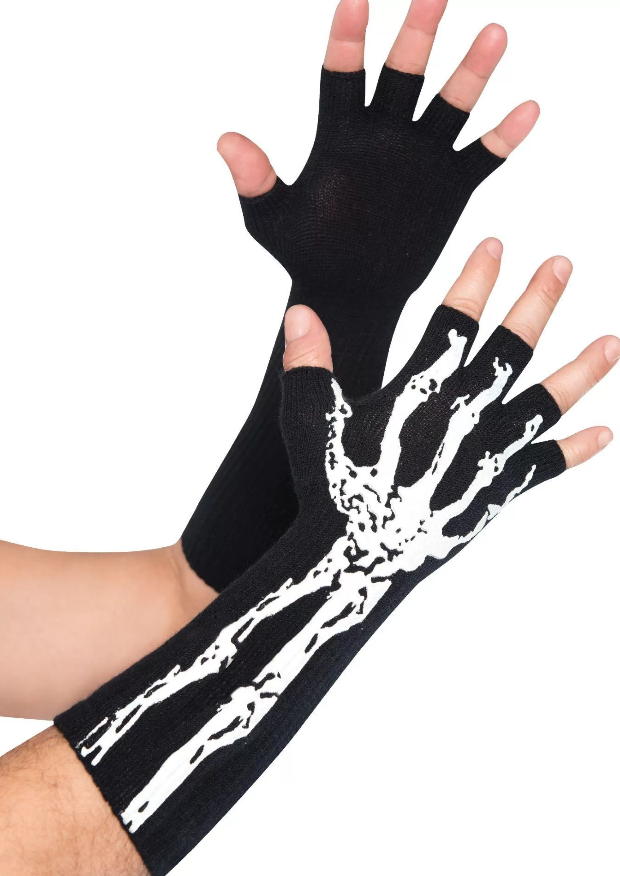 Party City Gloves-Adult Glow In The Dark Skeleton Fingerless Gloves