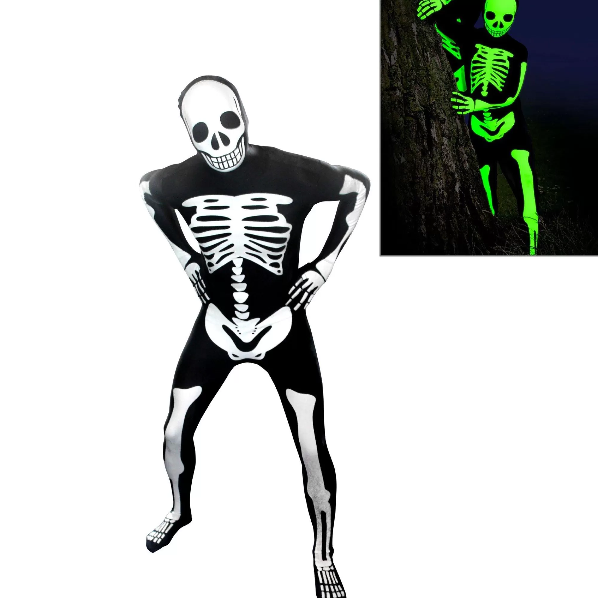 Party City Scary-Adult Glow-In-The-Dark Skeleton Morphsuit Costume