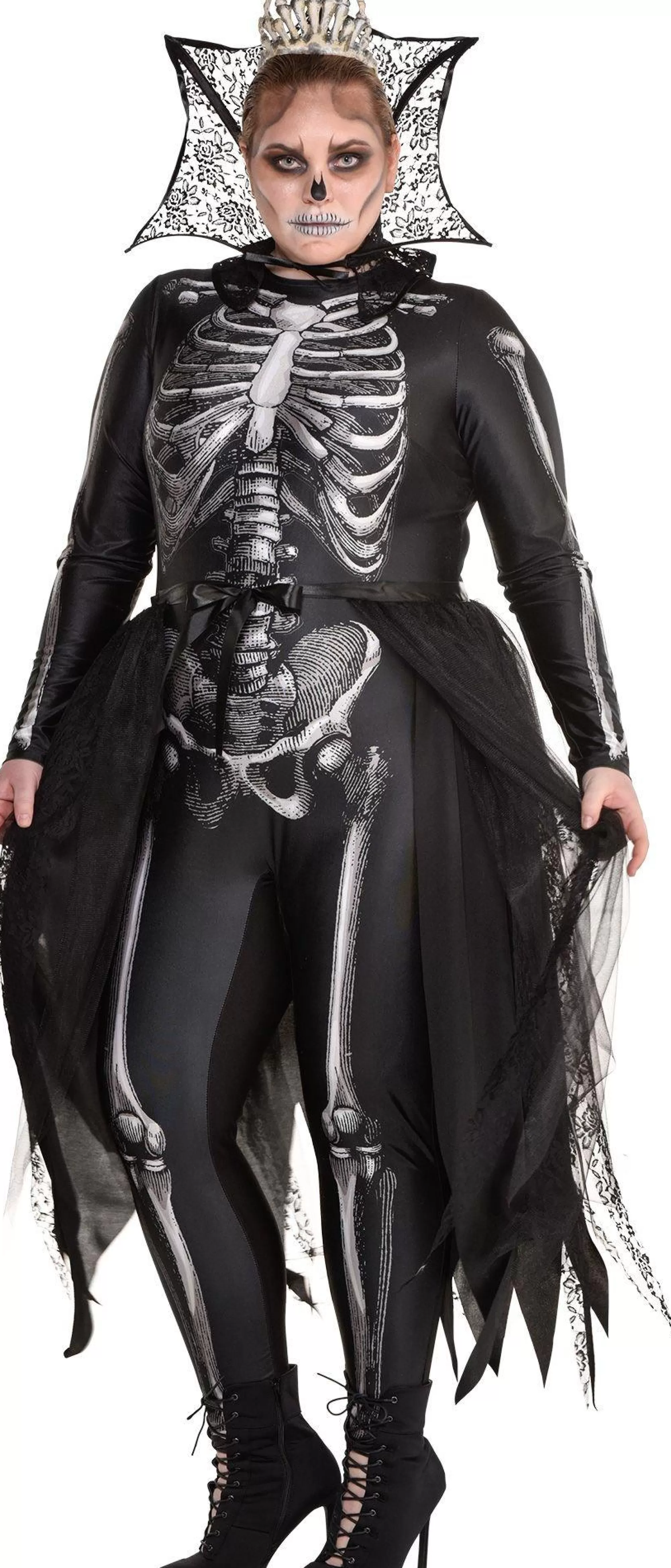 Party City Plus Size Costumes-Adult Gothic Skeleton Queen Costume - Plus Size