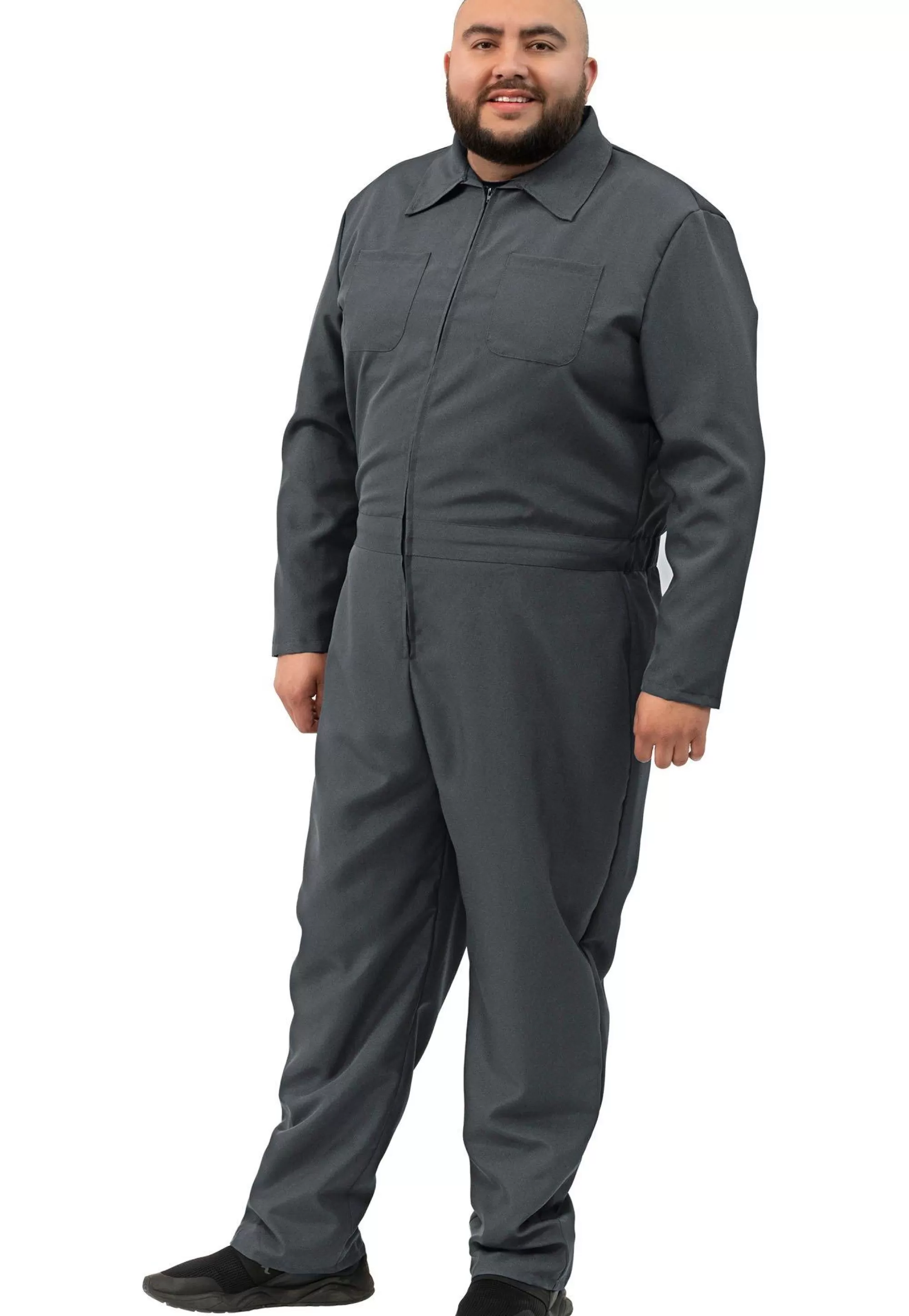 Party City Plus Size Costumes-Adult Gray Plus Size Mechanic Coverall Jumpsuit