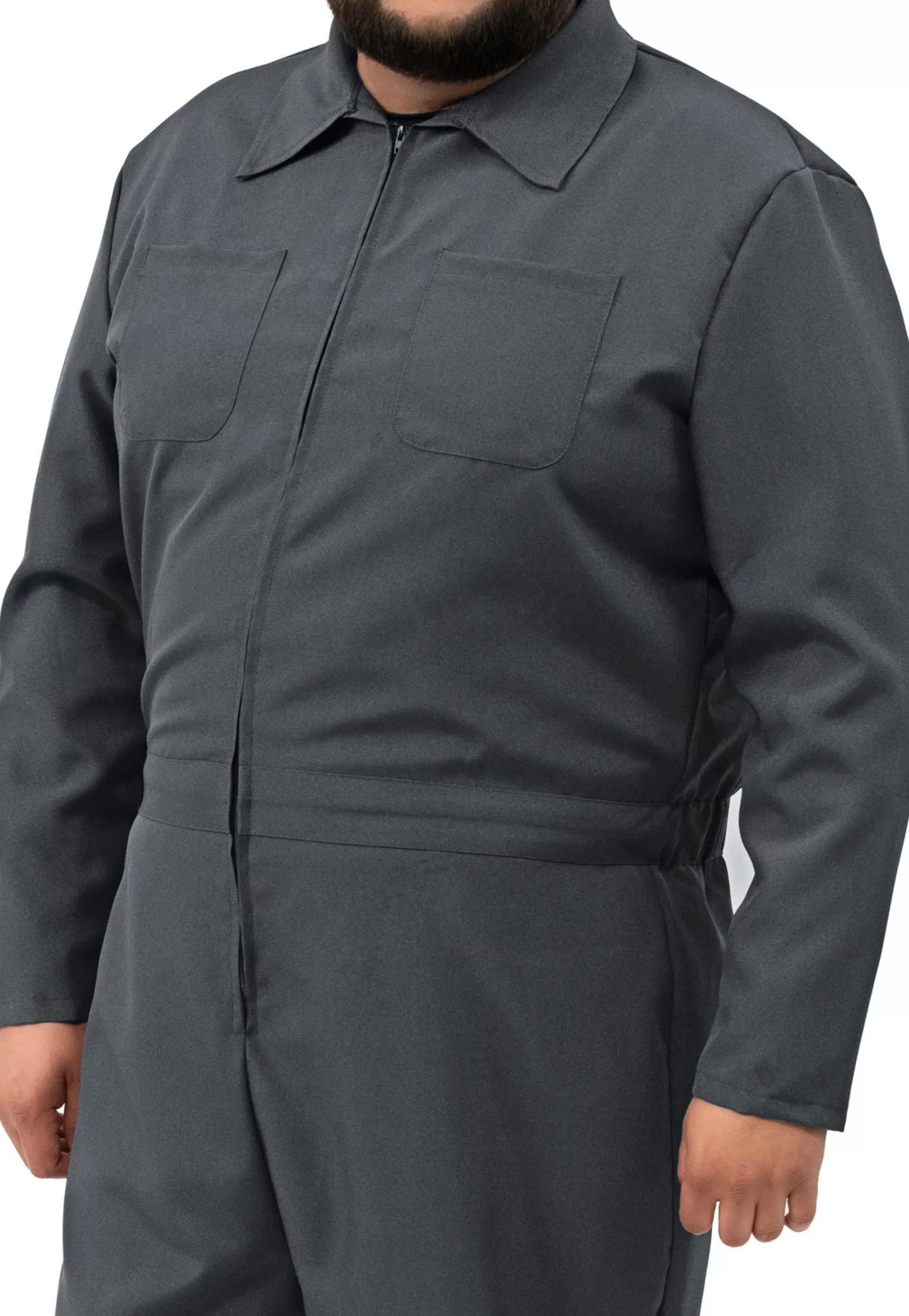 Party City Plus Size Costumes-Adult Gray Plus Size Mechanic Coverall Jumpsuit