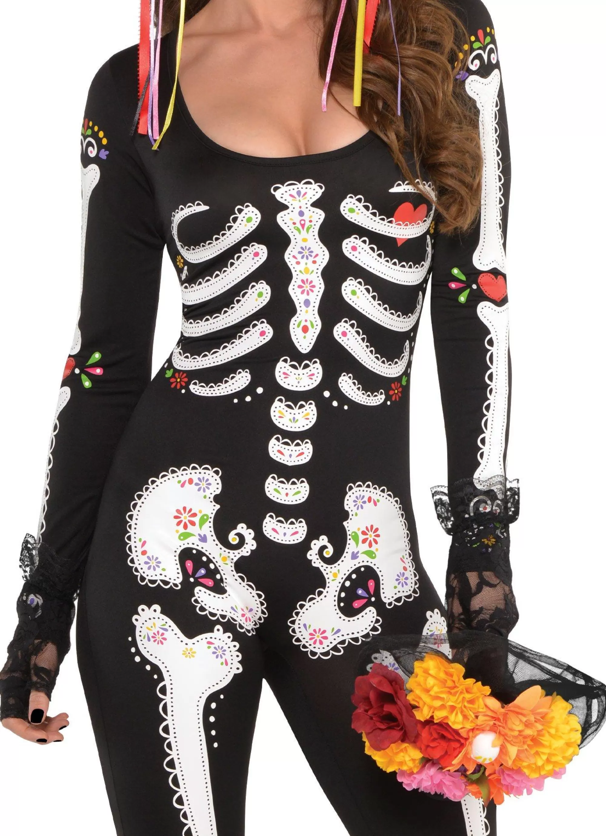 Party City Sexy-Adult La Muerta Day Of The Dead Skeleton Catsuit