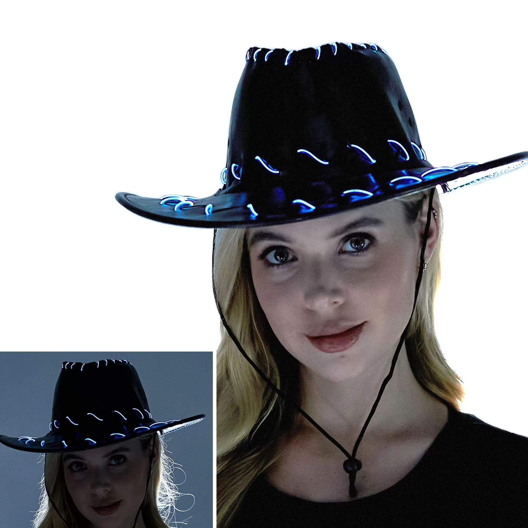 Party City Cowboy-Adult Light-Up Black Fabric Cowboy Hat