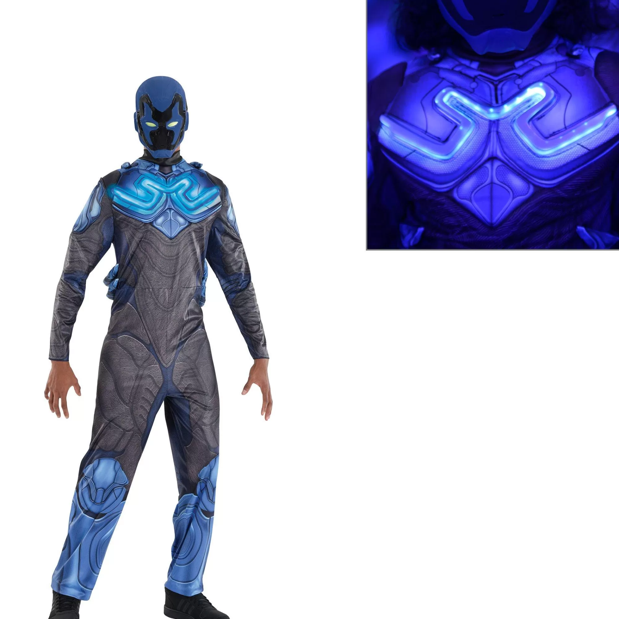 Men Party City Superhero | Adult Light-Up Blue Beetle Costume - Dc Blue Beetle Movie