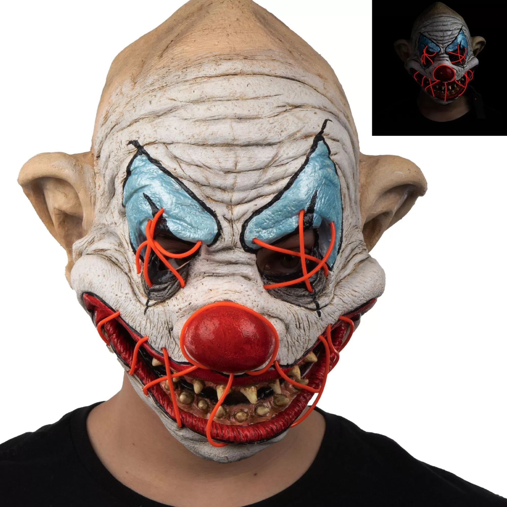 Party City Scary-Adult Light-Up Creepy Clown Latex Mask