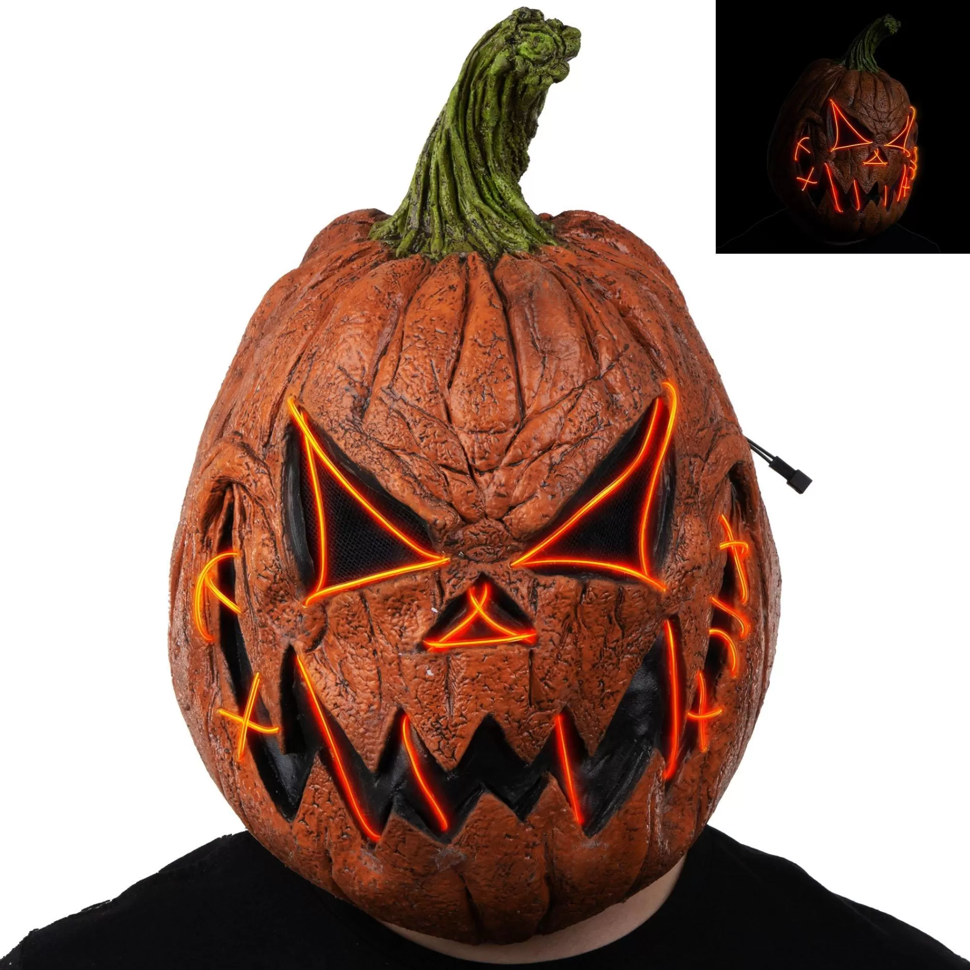 Party City Scary-Adult Light-Up Menacing Jack-O'-Lantern Latex Mask