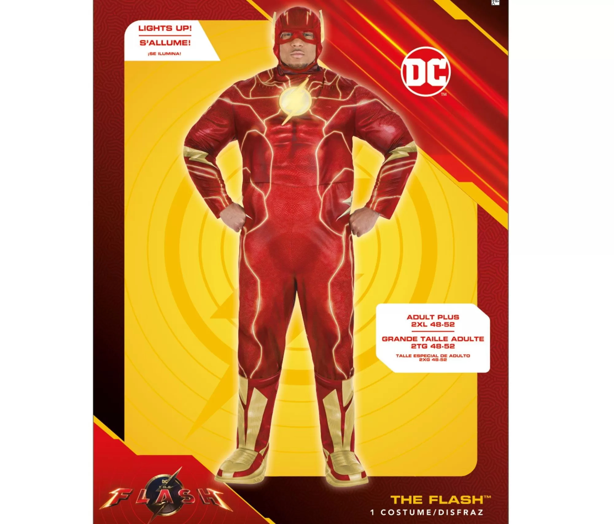 Party City Superhero-Adult Light-Up The Flash Plus Size Costume - Dc