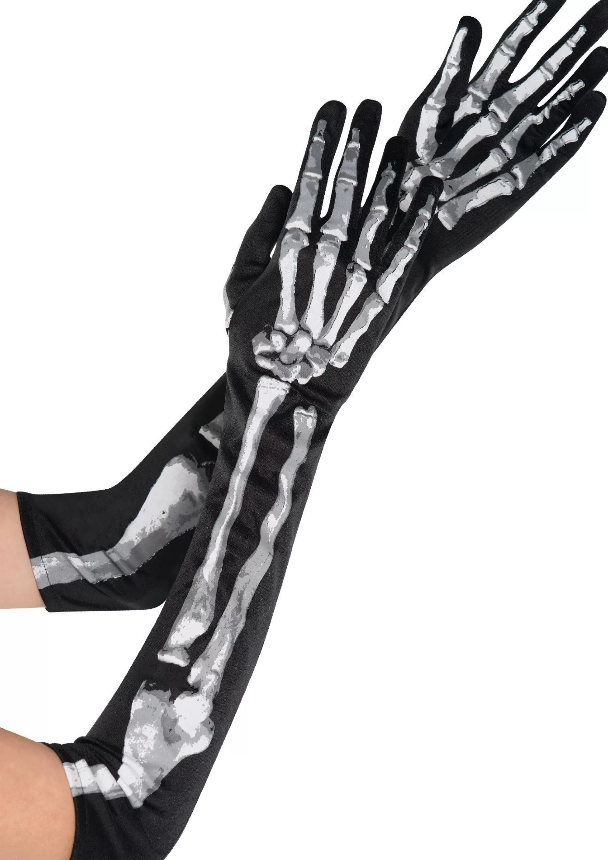 Party City Gloves-Adult Long Skeleton Gloves