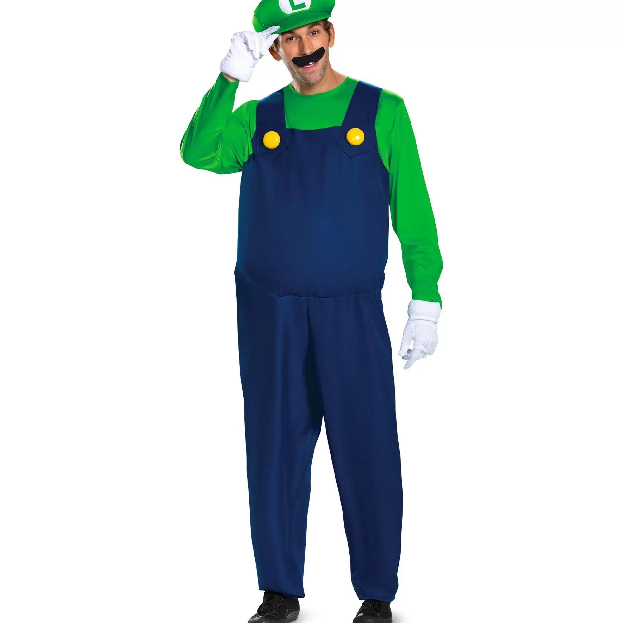 Party City Plus Size Costumes-Adult Luigi Costume - Super Mario Brothers