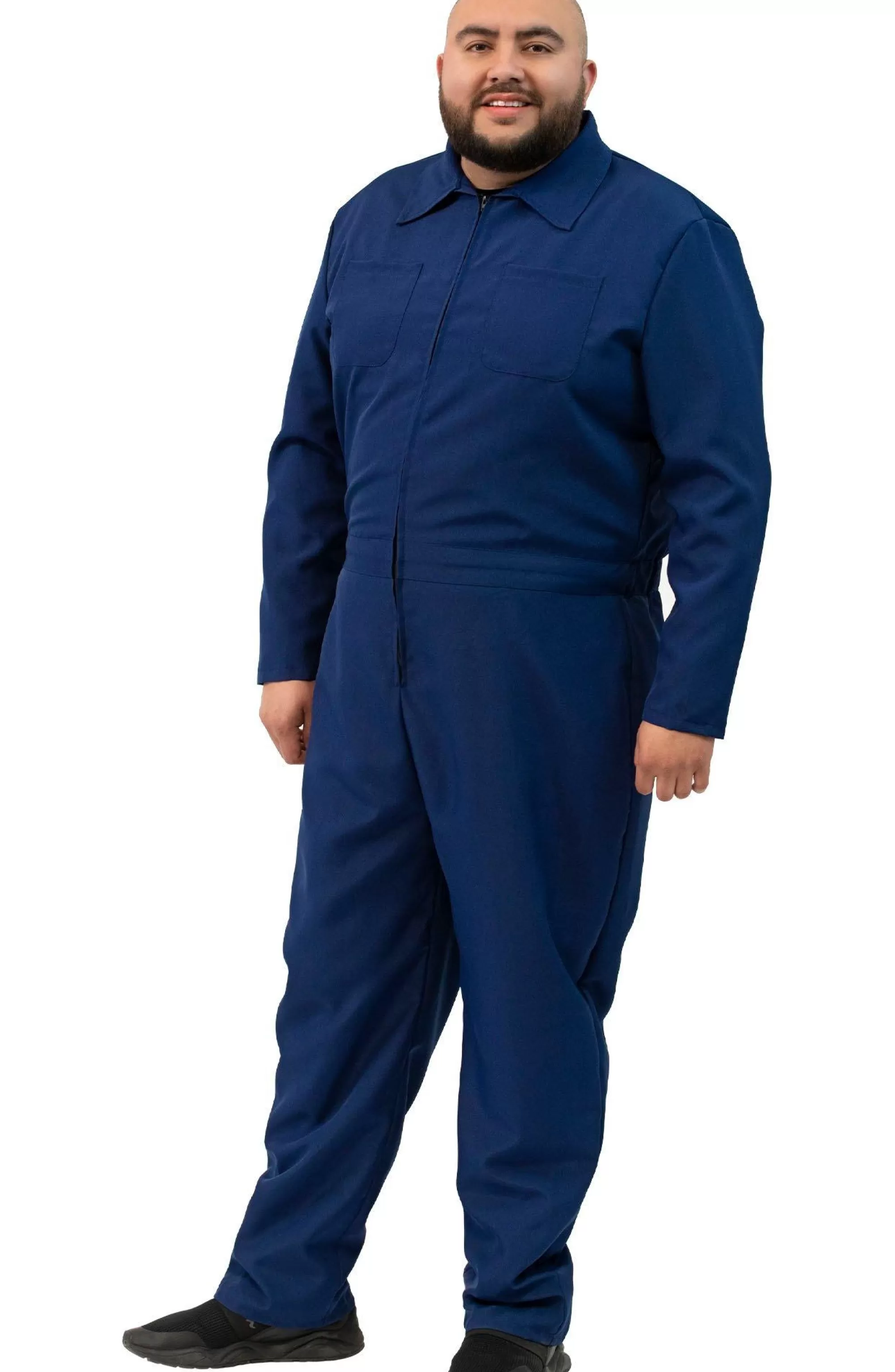 Party City Plus Size Costumes-Adult Navy Blue Mechanic Coverall Jumpsuit