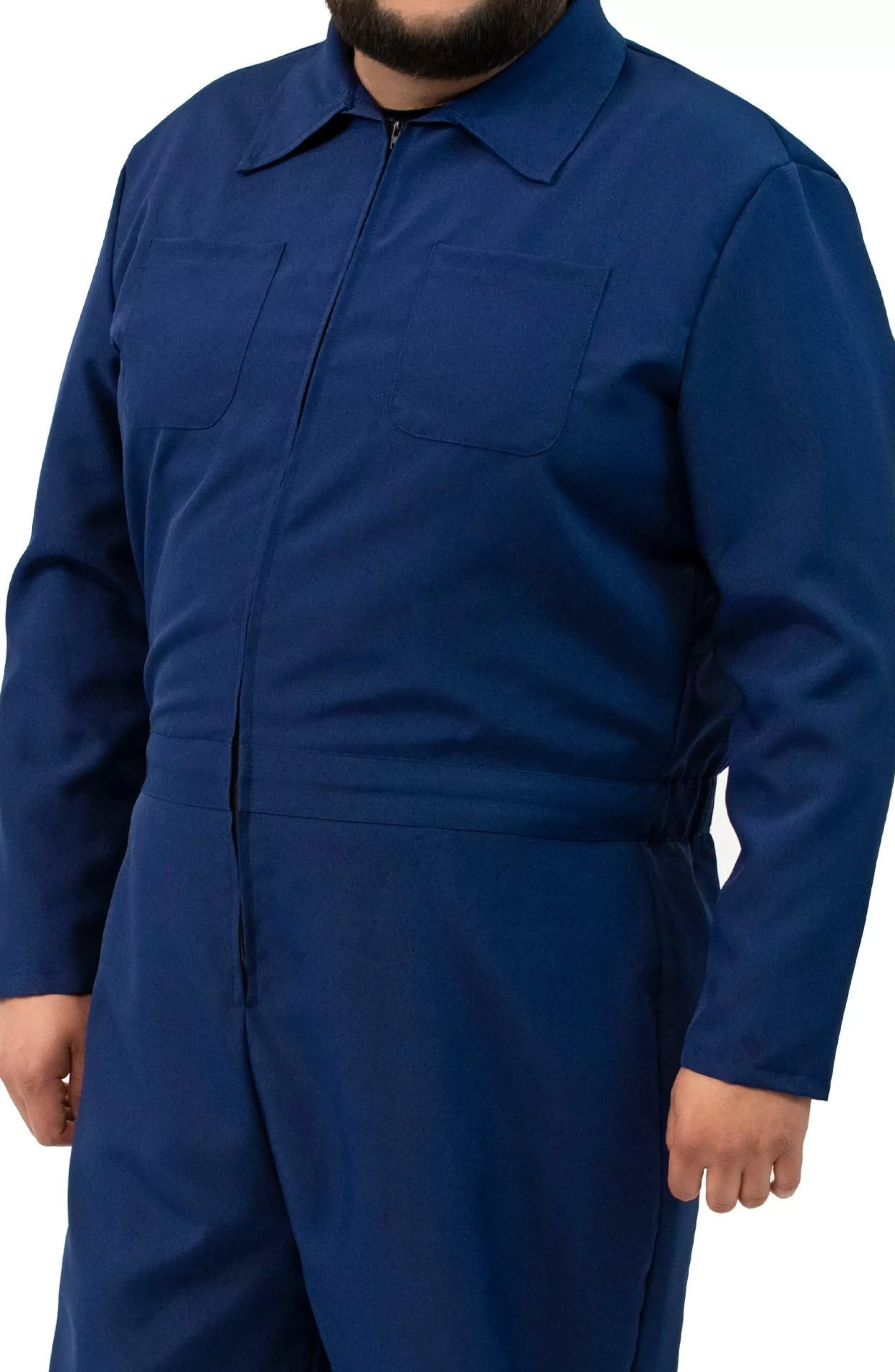 Party City Plus Size Costumes-Adult Navy Blue Mechanic Coverall Jumpsuit