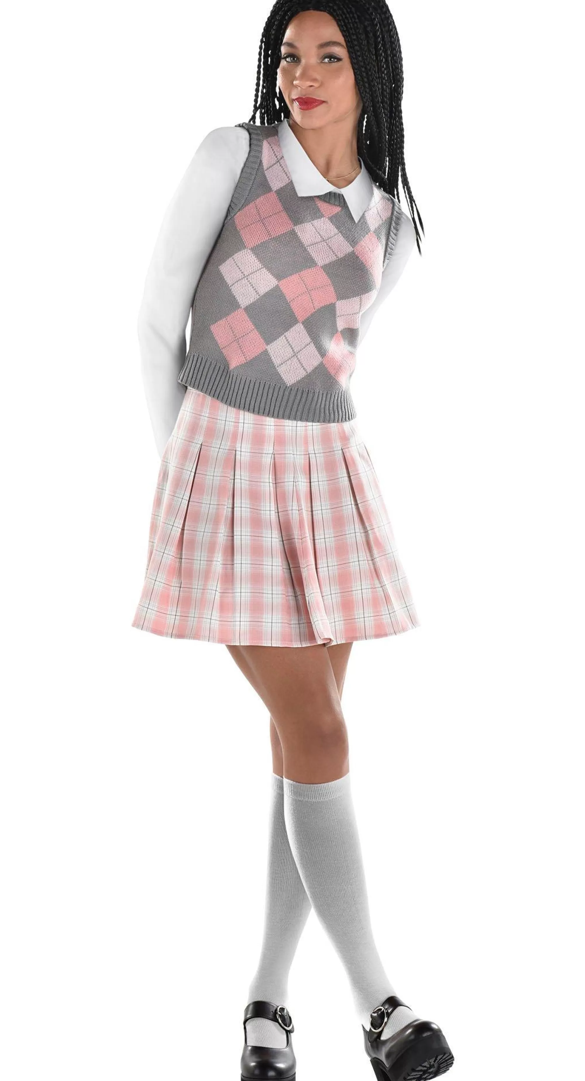 Party City Tutus, Skirts-Adult Pink & White Plaid Miniskirt - 90S