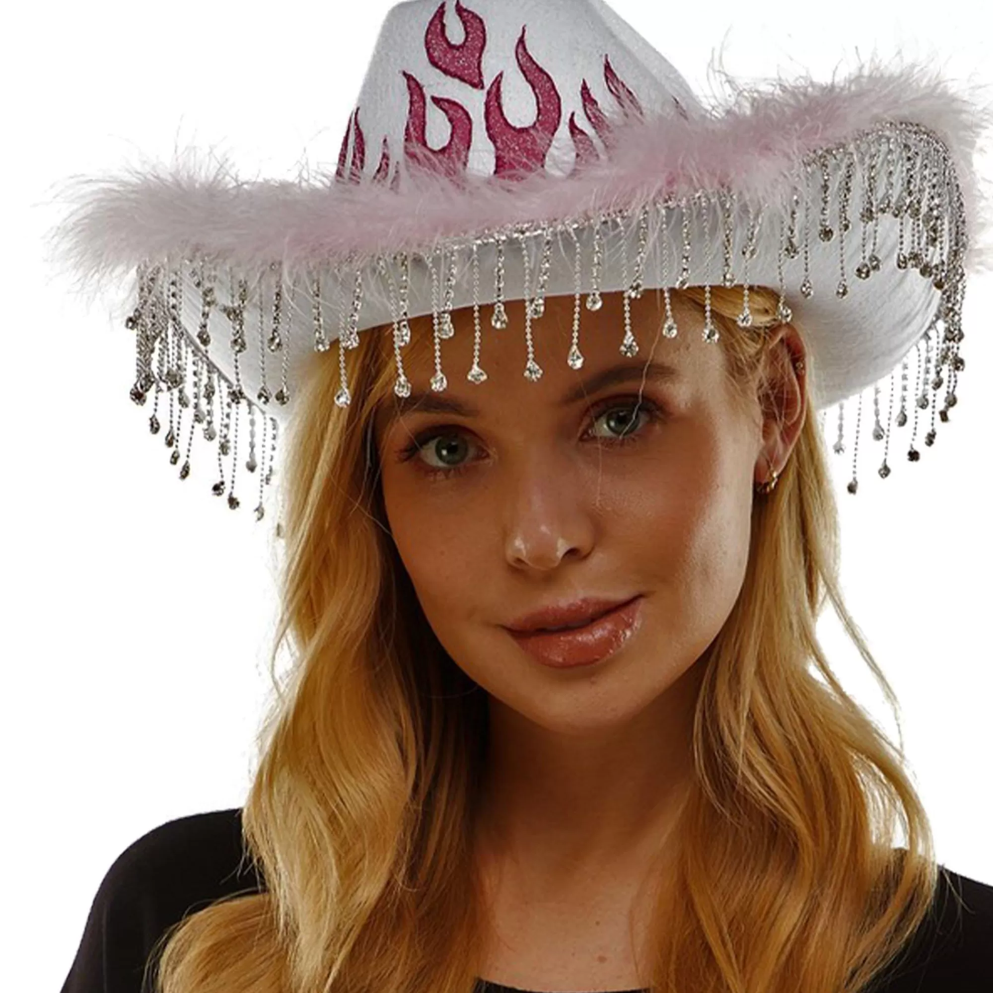 Party City Cowboy-Adult Pink Flame Fabric Cowboy Hat