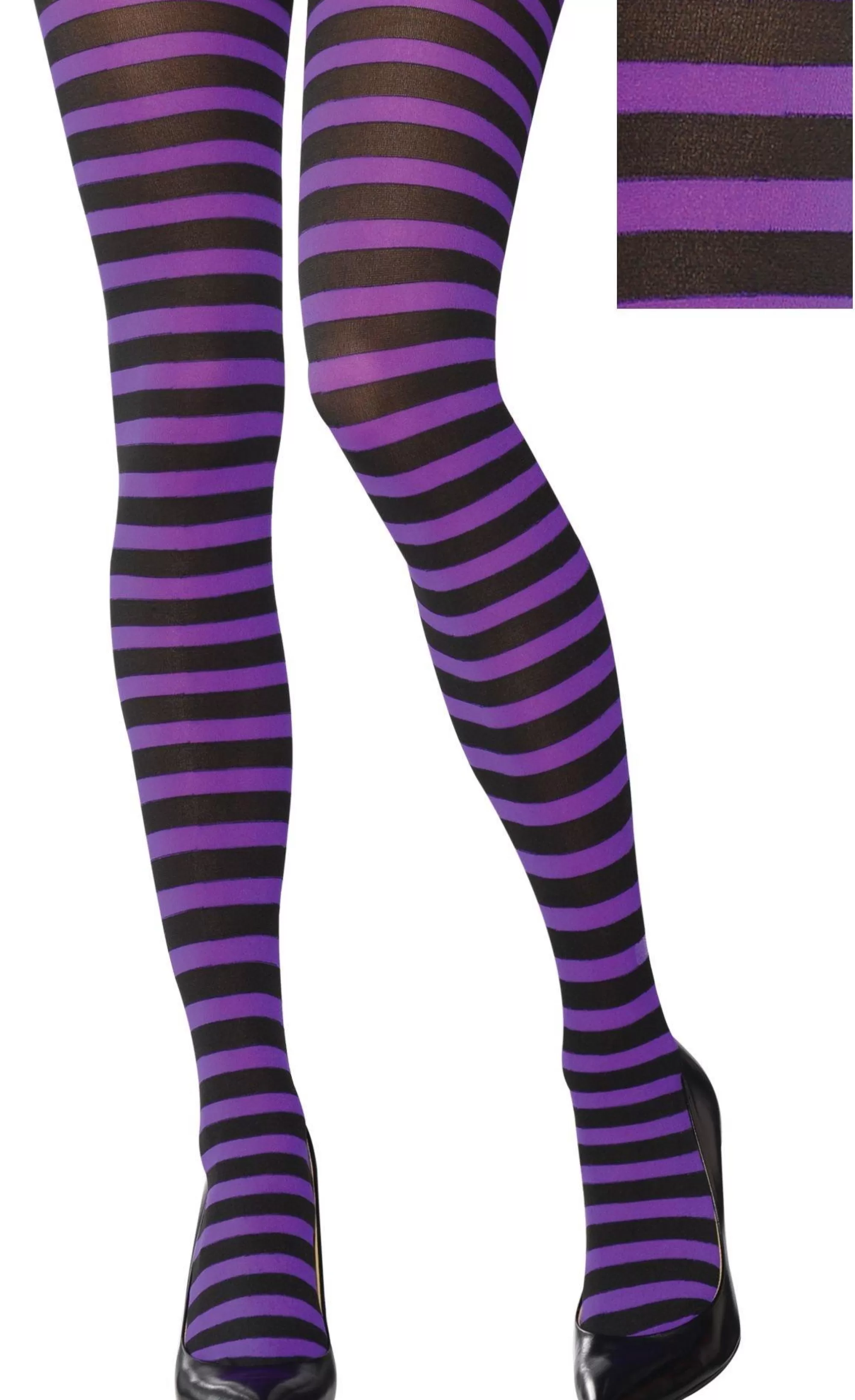 Party City Tights-Adult Purple & Black Striped Tights