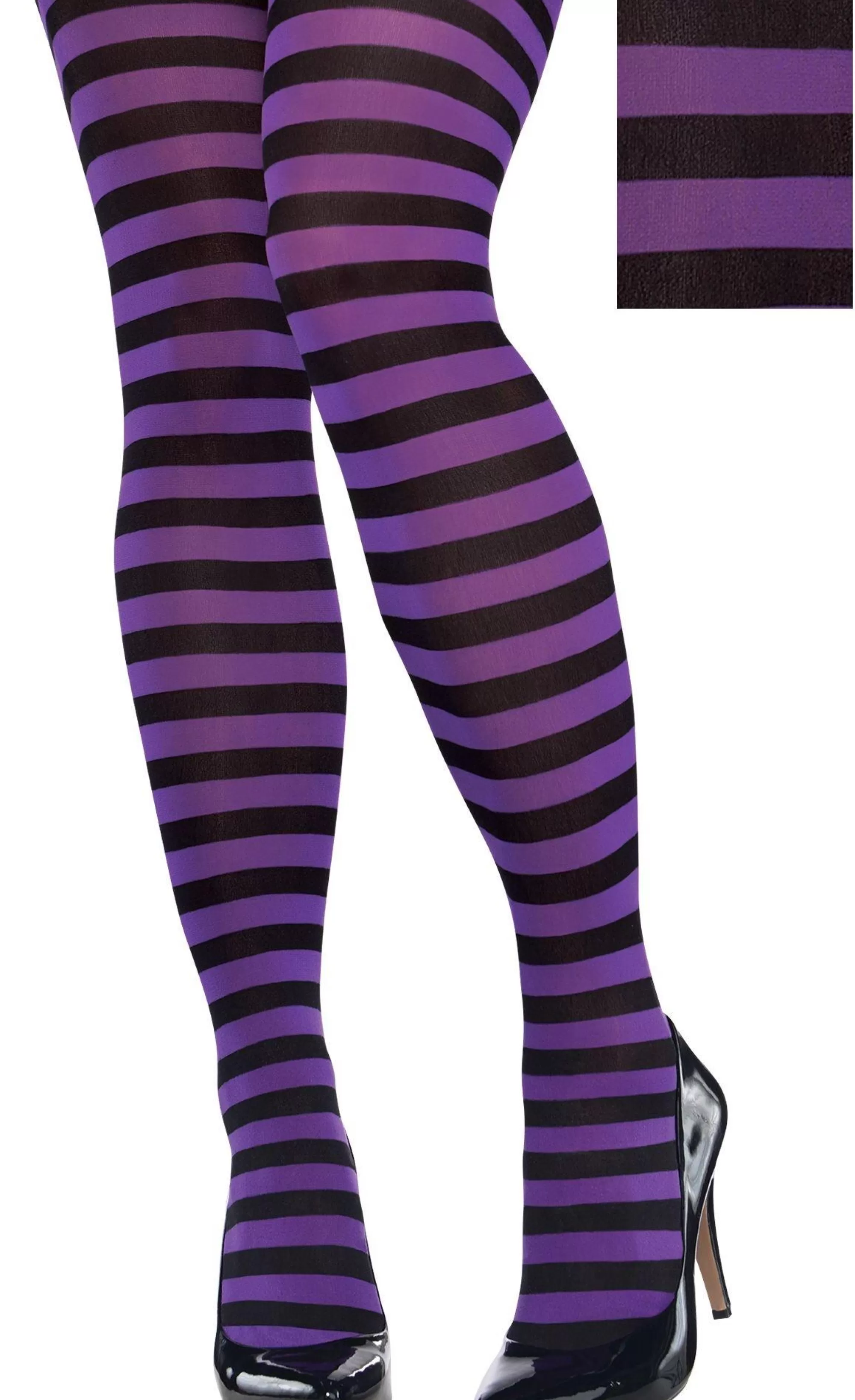 Party City Tights-Adult Purple & Black Striped Tights Plus Size