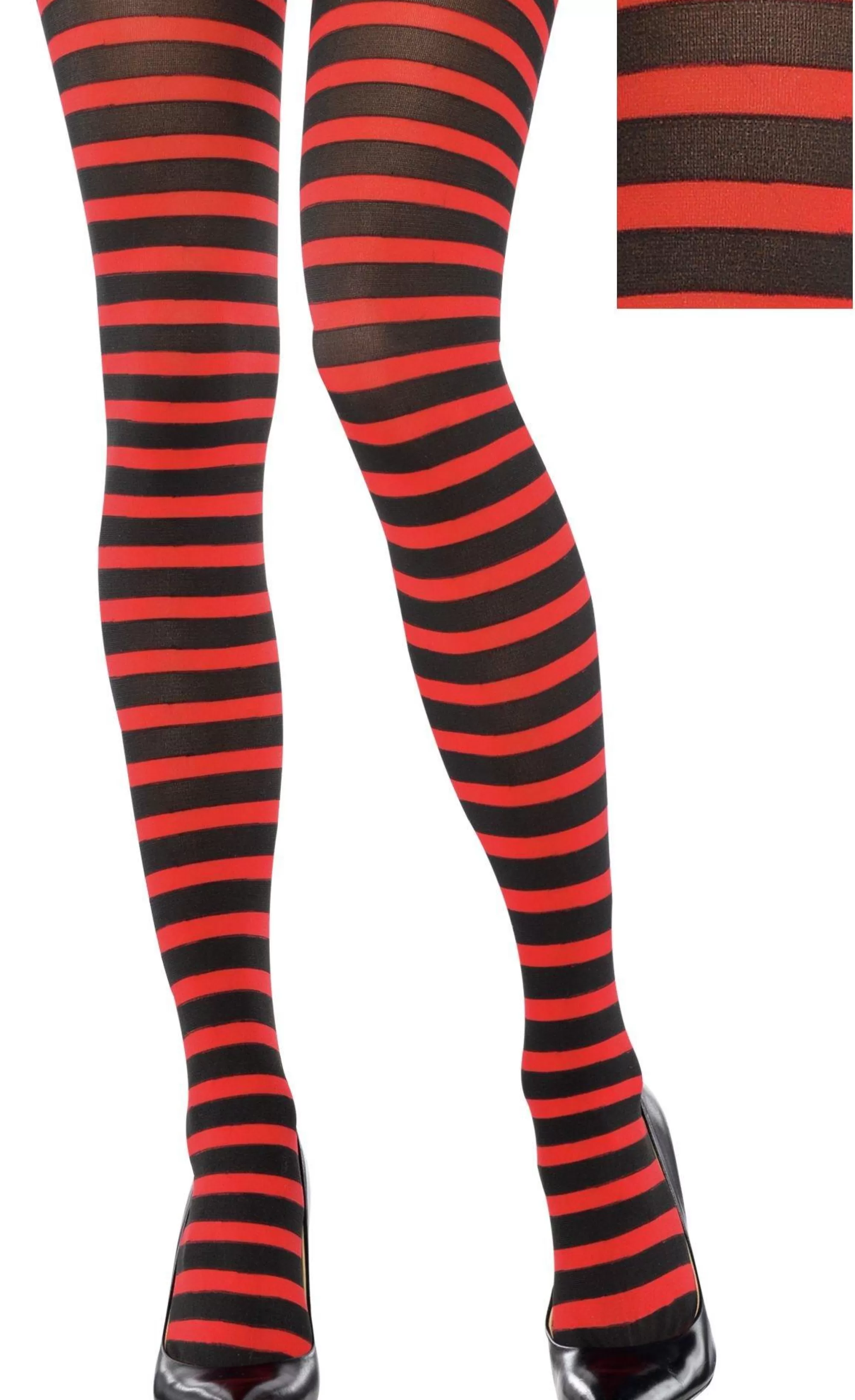 Party City Tights-Adult Red & Black Striped Tights