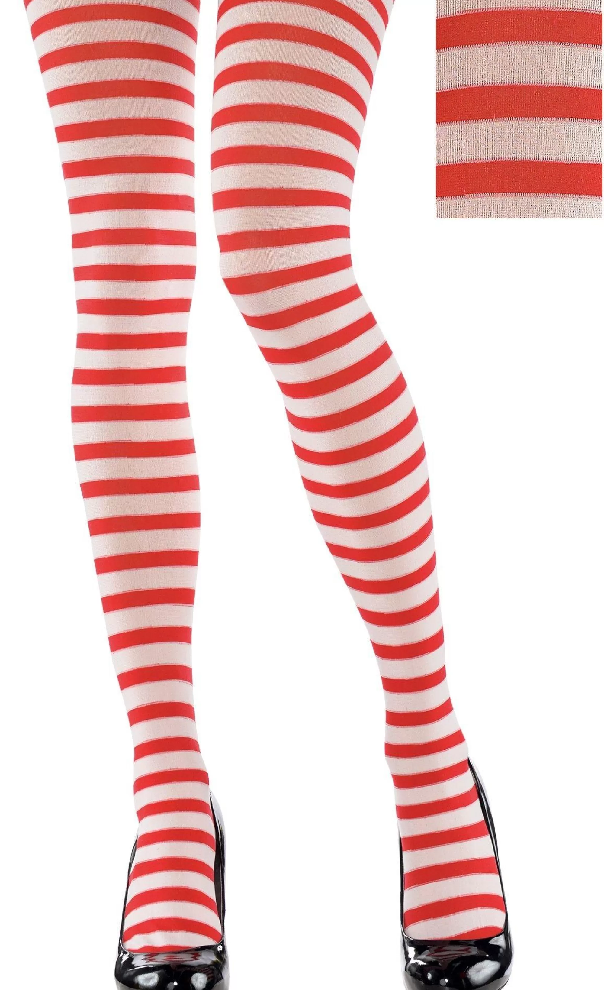 Party City Tights-Adult Red & White Striped Tights