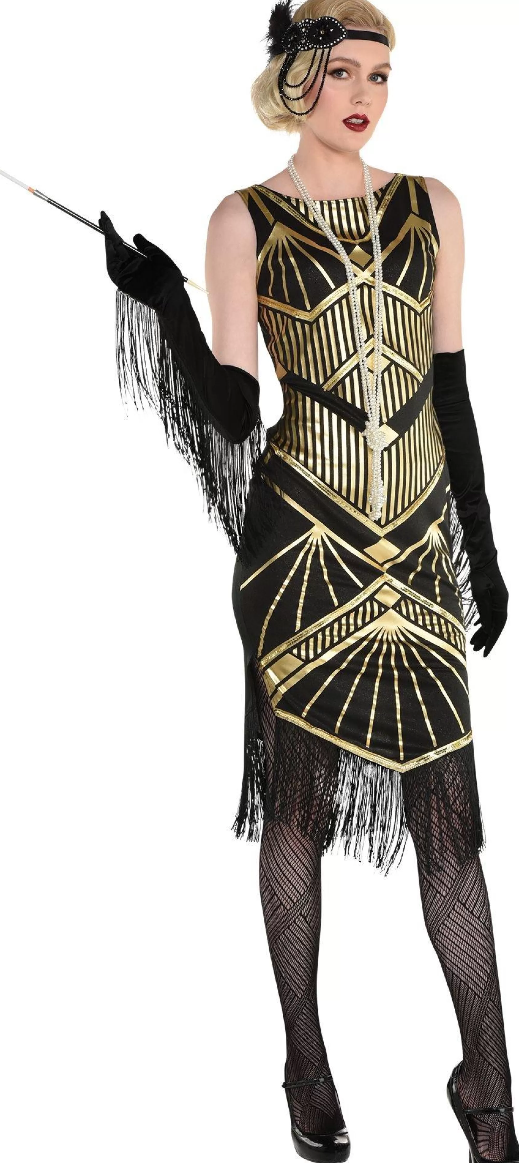 Party City Sexy-Adult Roaring 20S Gold Art Deco Flapper Costume