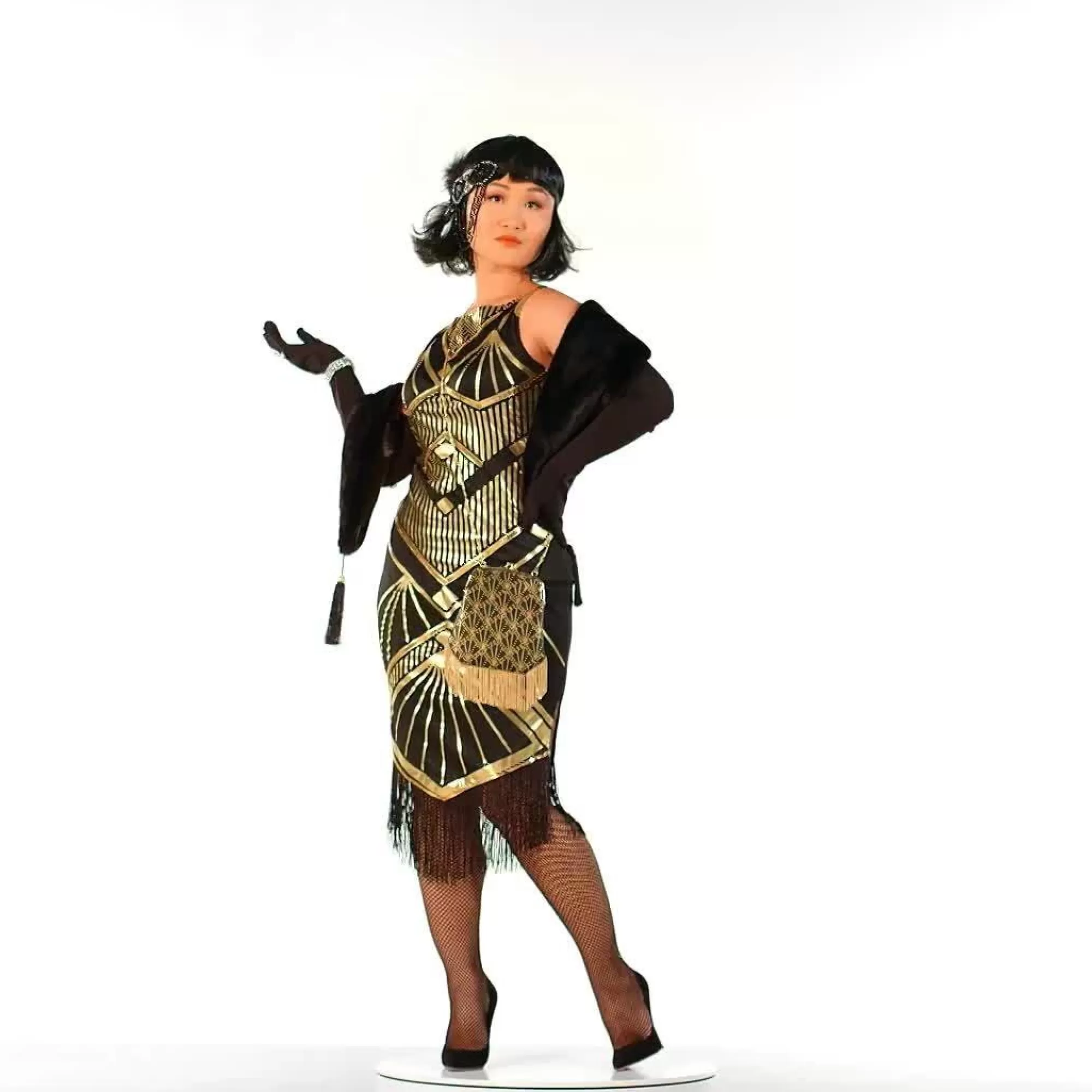 Party City Sexy-Adult Roaring 20S Gold Art Deco Flapper Costume