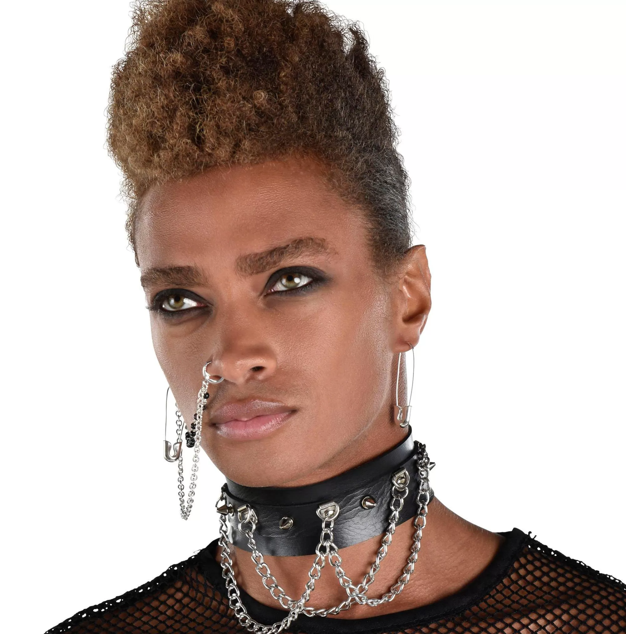 Party City Jewelry-Adult Spiked Dog Collar Choker With Chains - Punk