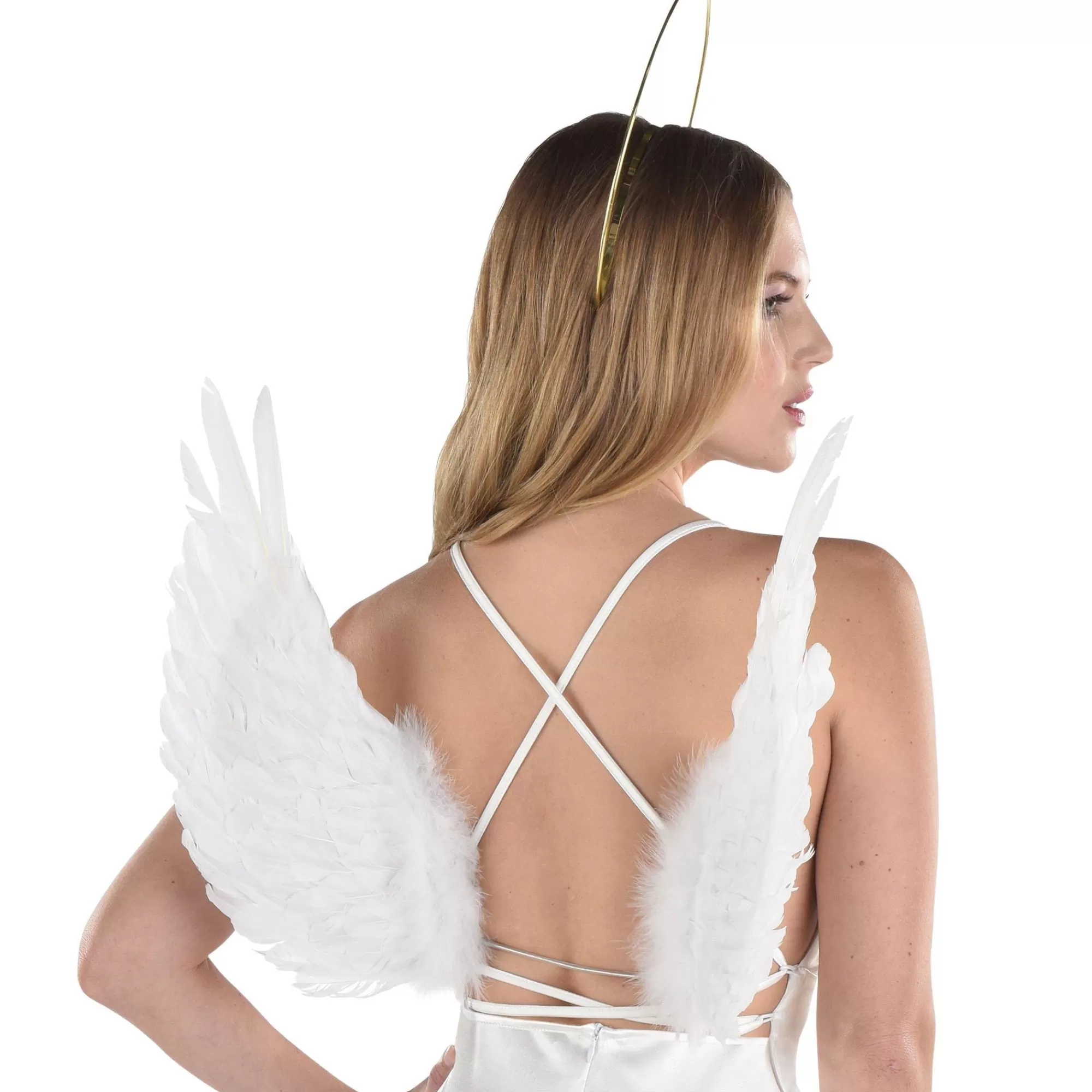 Party City Wings-Adult White Feather Floating Angel Wings