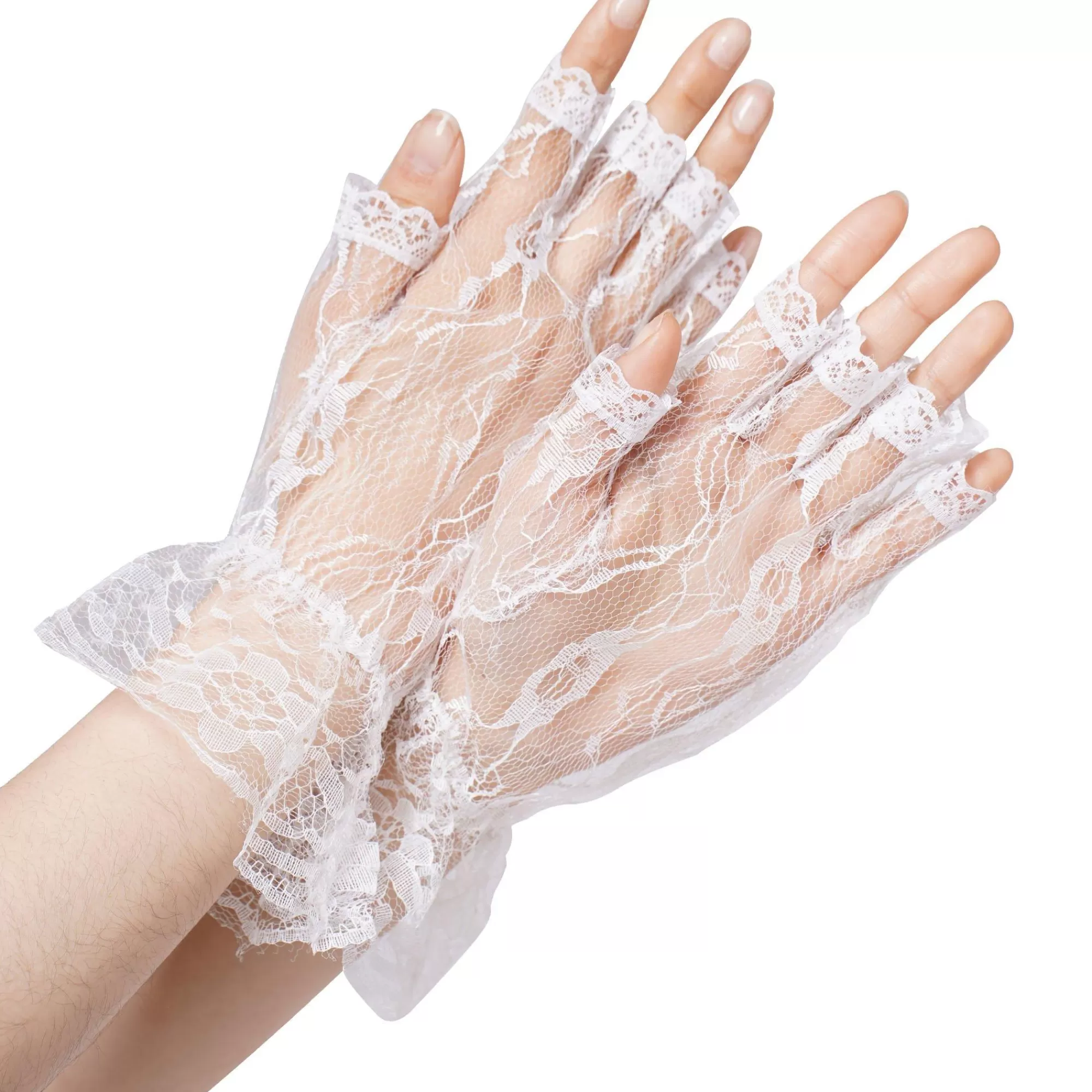 Party City Gloves-Adult White Lace Fingerless Gloves