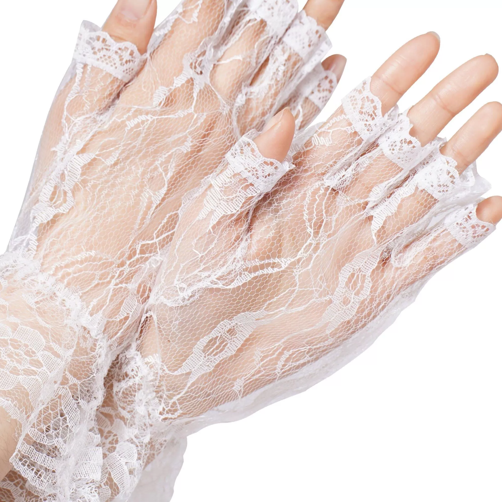 Party City Gloves-Adult White Lace Fingerless Gloves