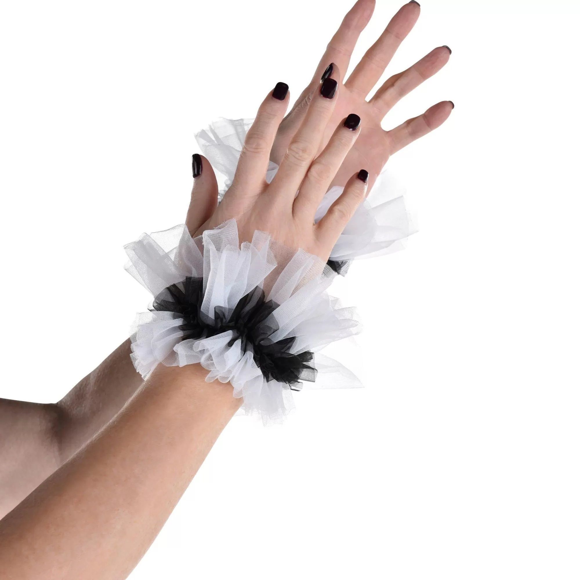 Party City Gloves-Adult White Tulle Clown Cuffs