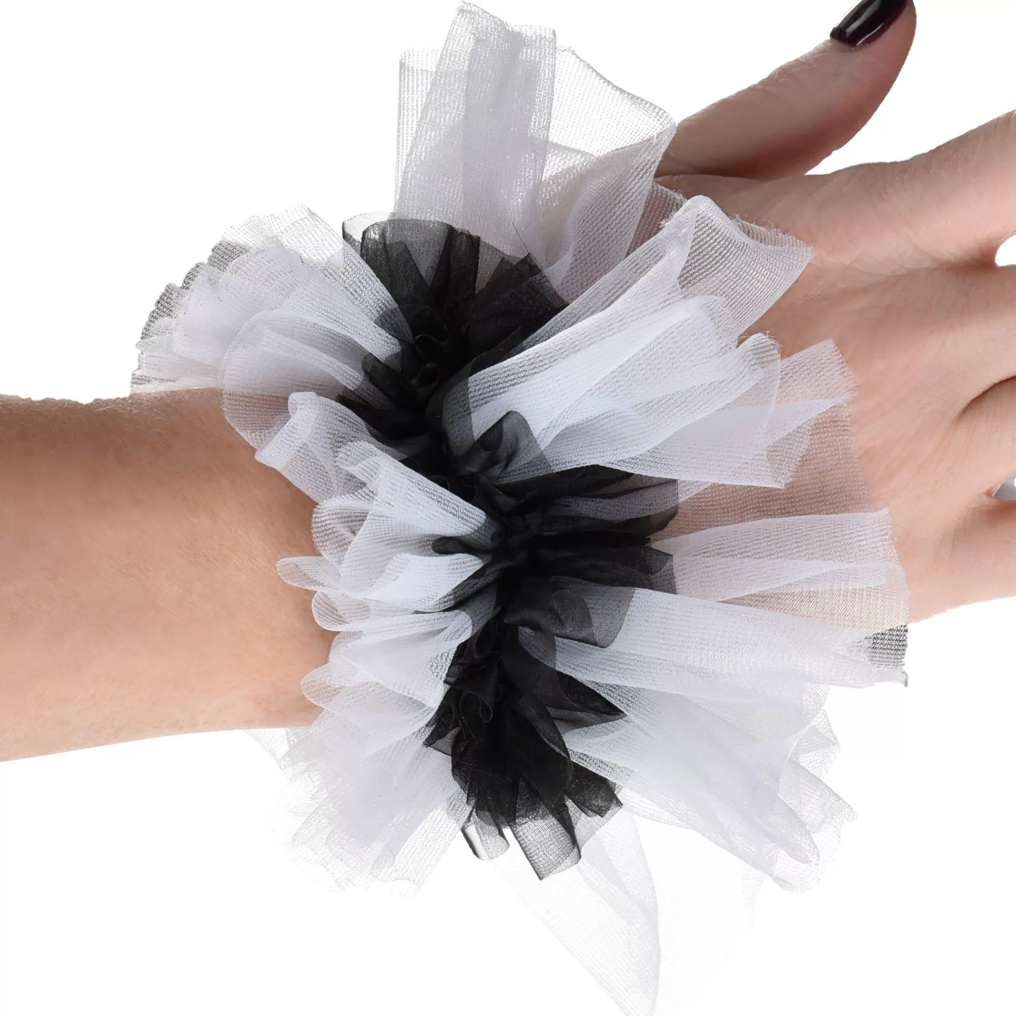 Party City Gloves-Adult White Tulle Clown Cuffs