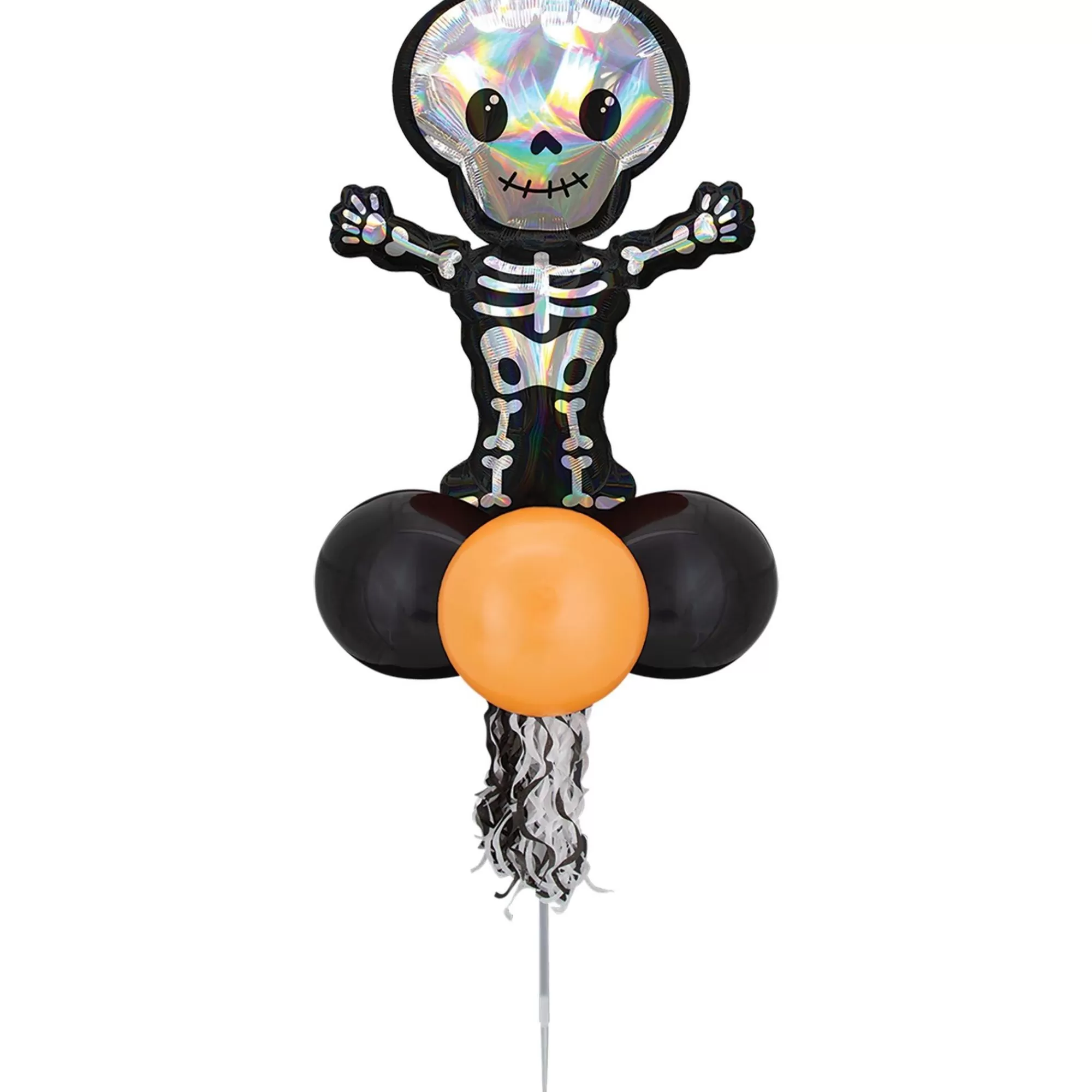 Party City Balloons | Air-Filled Iridescent Skeleton Foil & Latex Balloon Yard Sign, 64In