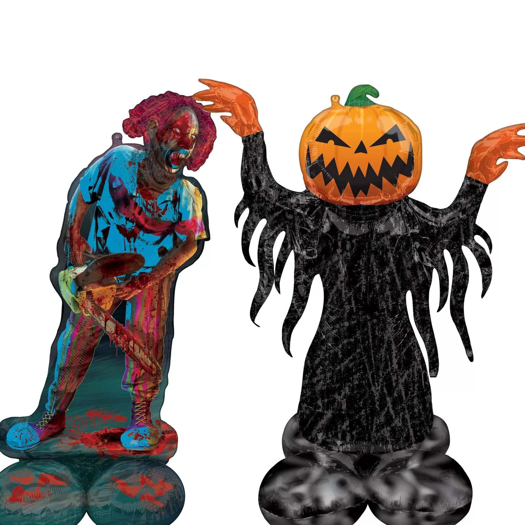 Party City Balloons | Airloonz Creepy Clown & Pumpking Halloween Foil Balloon Set, 2Pc