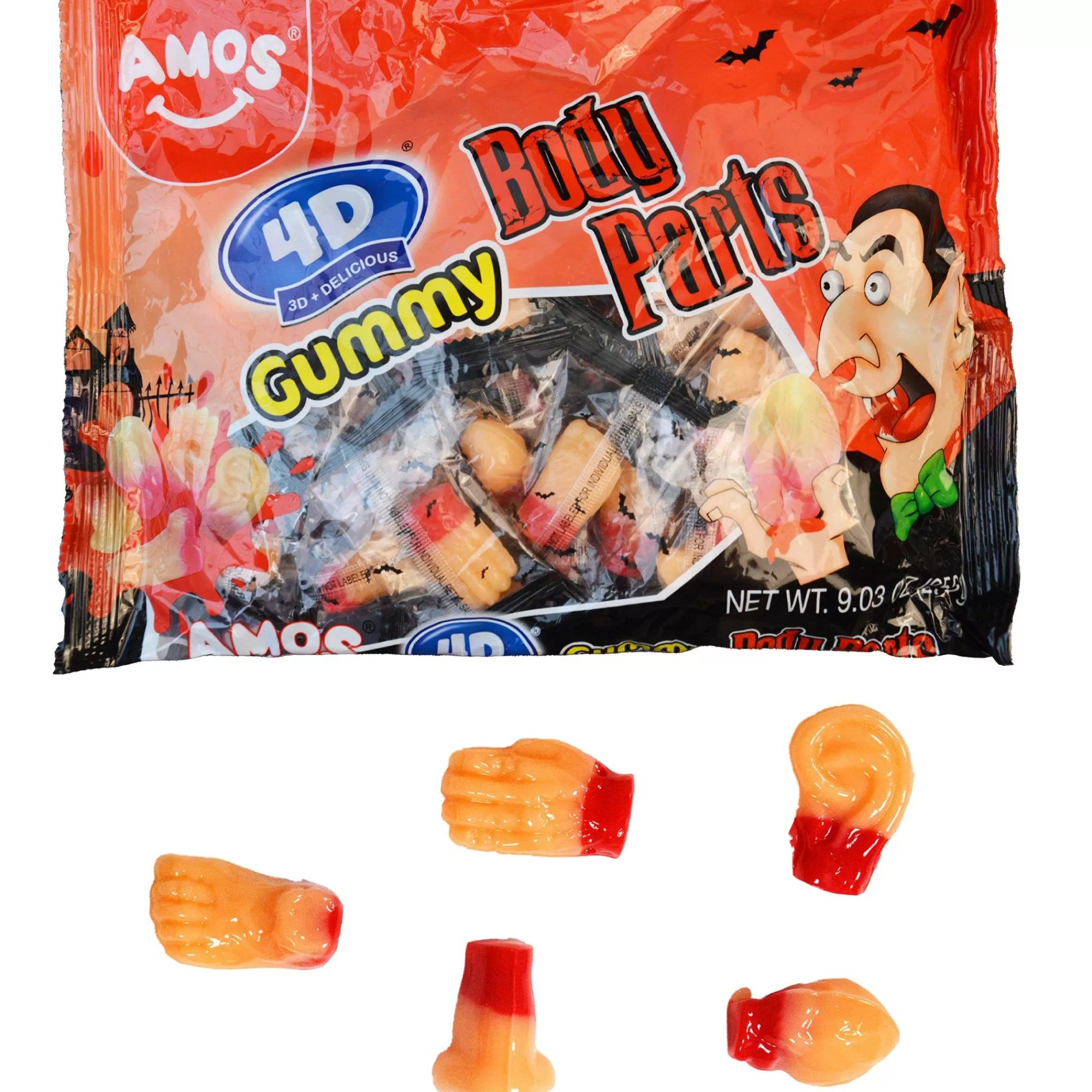 Party City Bulk Candy-Amos 4D Gummy Body Parts, 9.03Oz - Halloween Candy