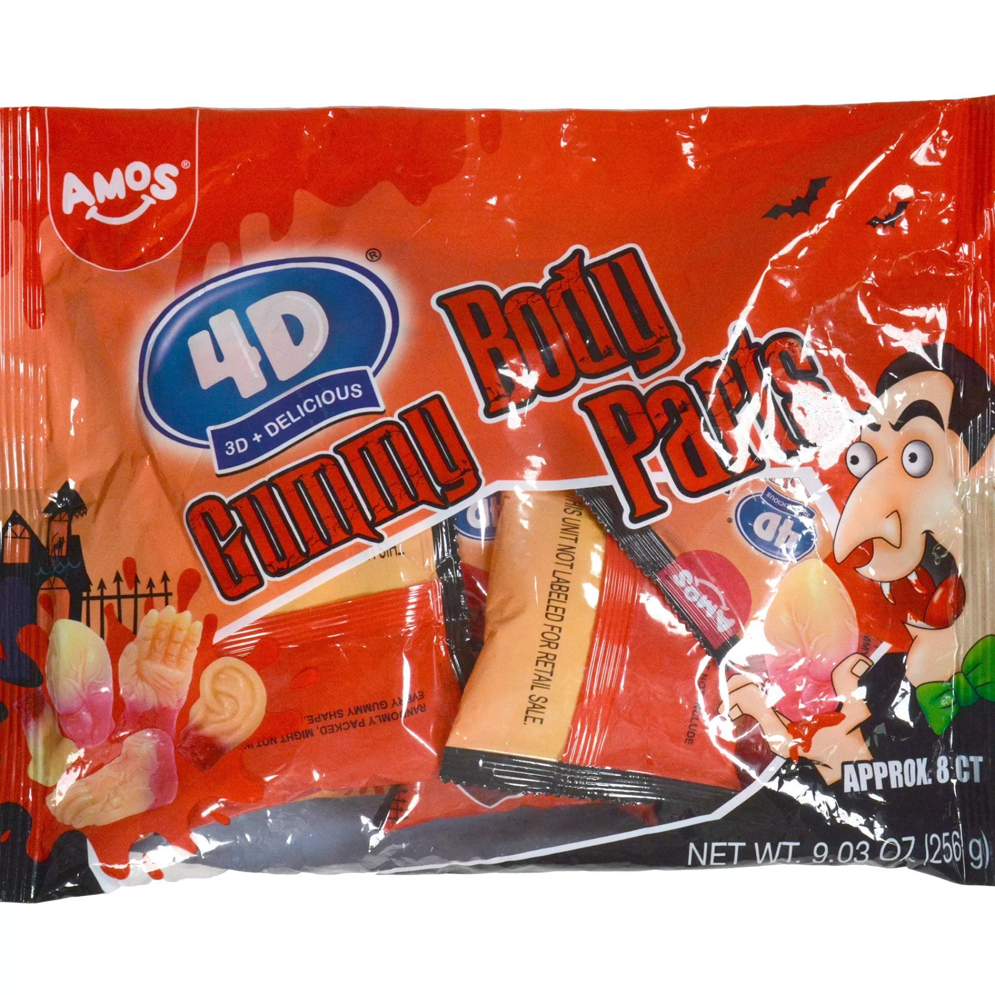 Party City Bulk Candy-Amos 4D Gummy Body Parts, 9.03Oz - Halloween Candy